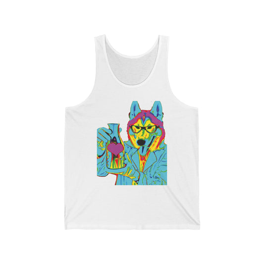 Vibrant Psychedelic Husky Tank Top — Neon Dog Art Graphic Tank