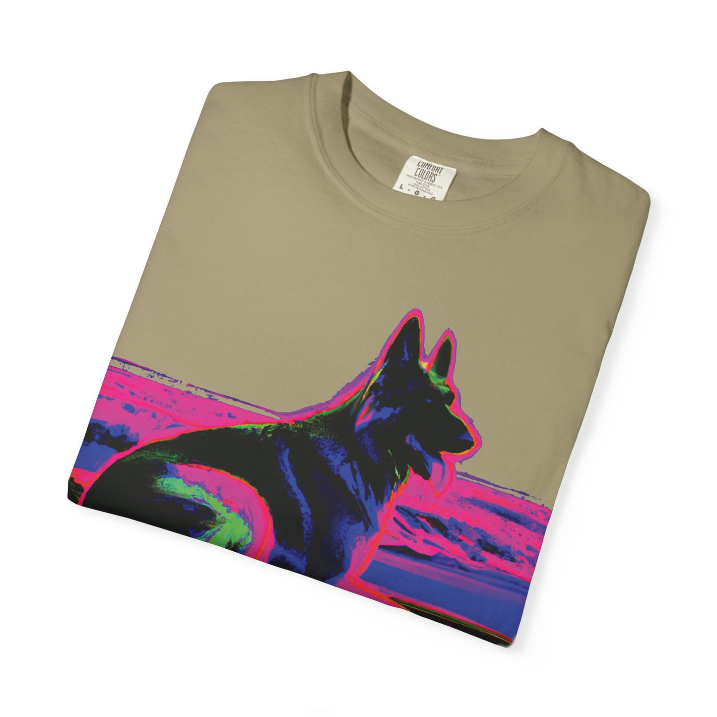 German Shepherd Sunset T-Shirt — Neon Pop Dog Graphic Tee