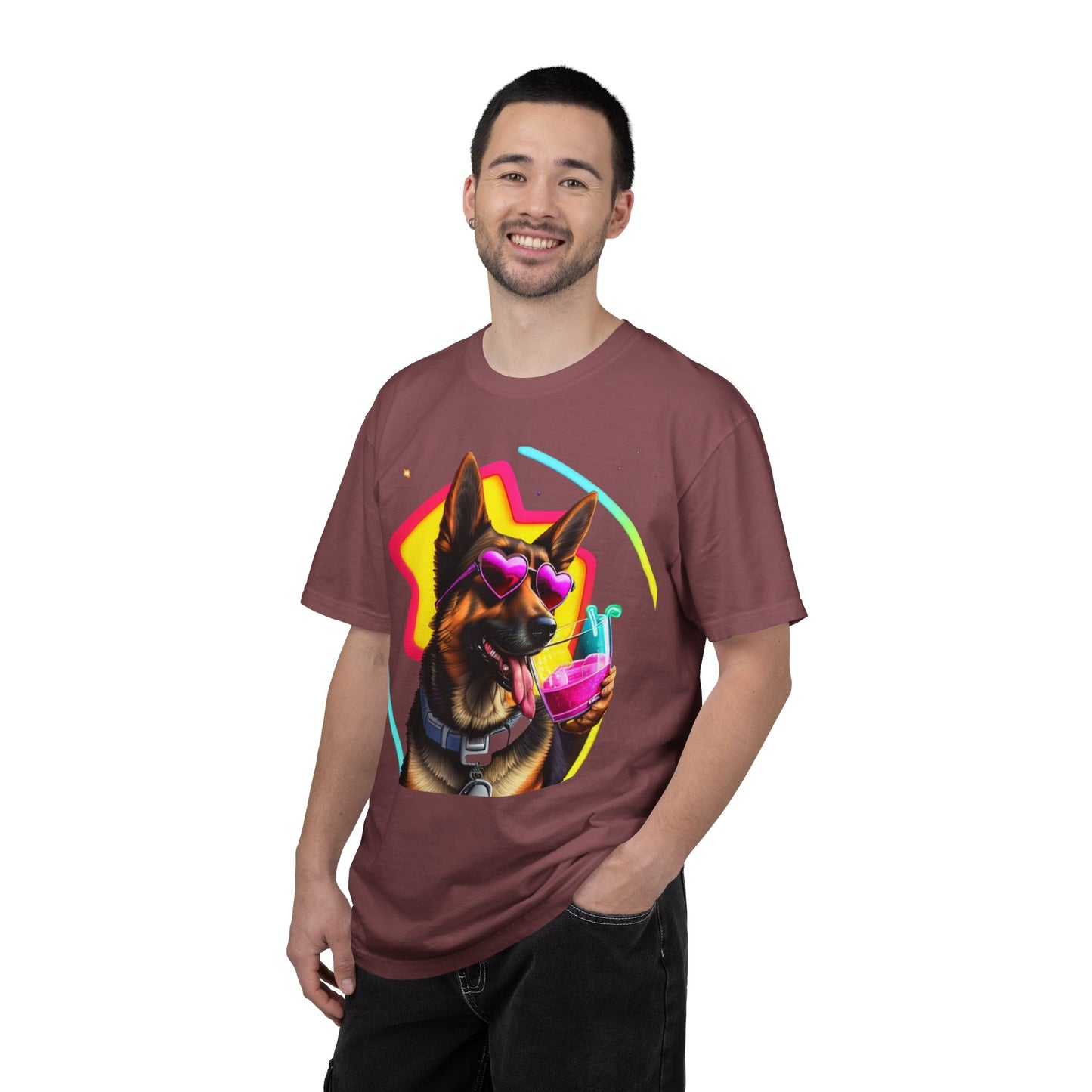 Dog Summer Tee — German Shepherd with Sunglasses & Drink