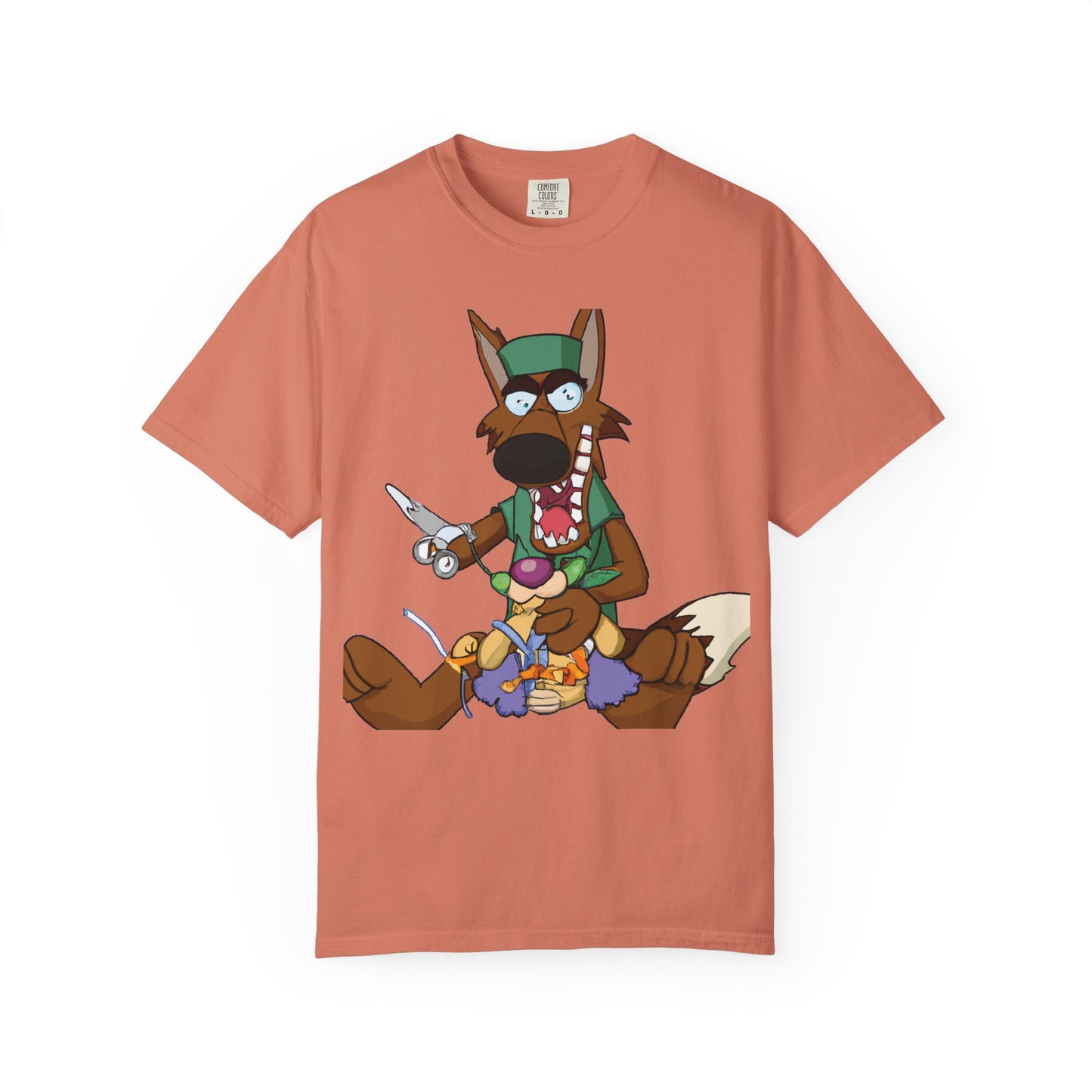 Cartoon Wolf Chef Illustration with 'PLUROUT.com' Backprint