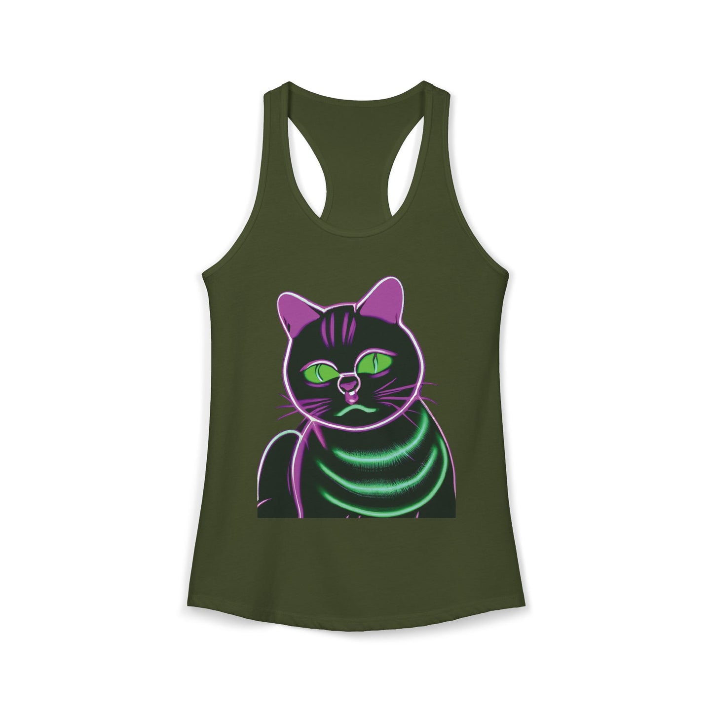 Fat Neon Kitty Racerback Tank
