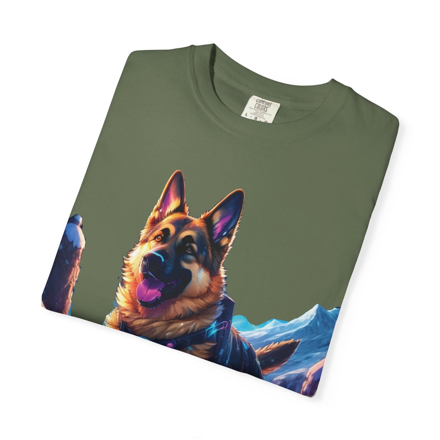 German Shepherd Mountain Tee — Vibrant Dog Graphic T-Shirt