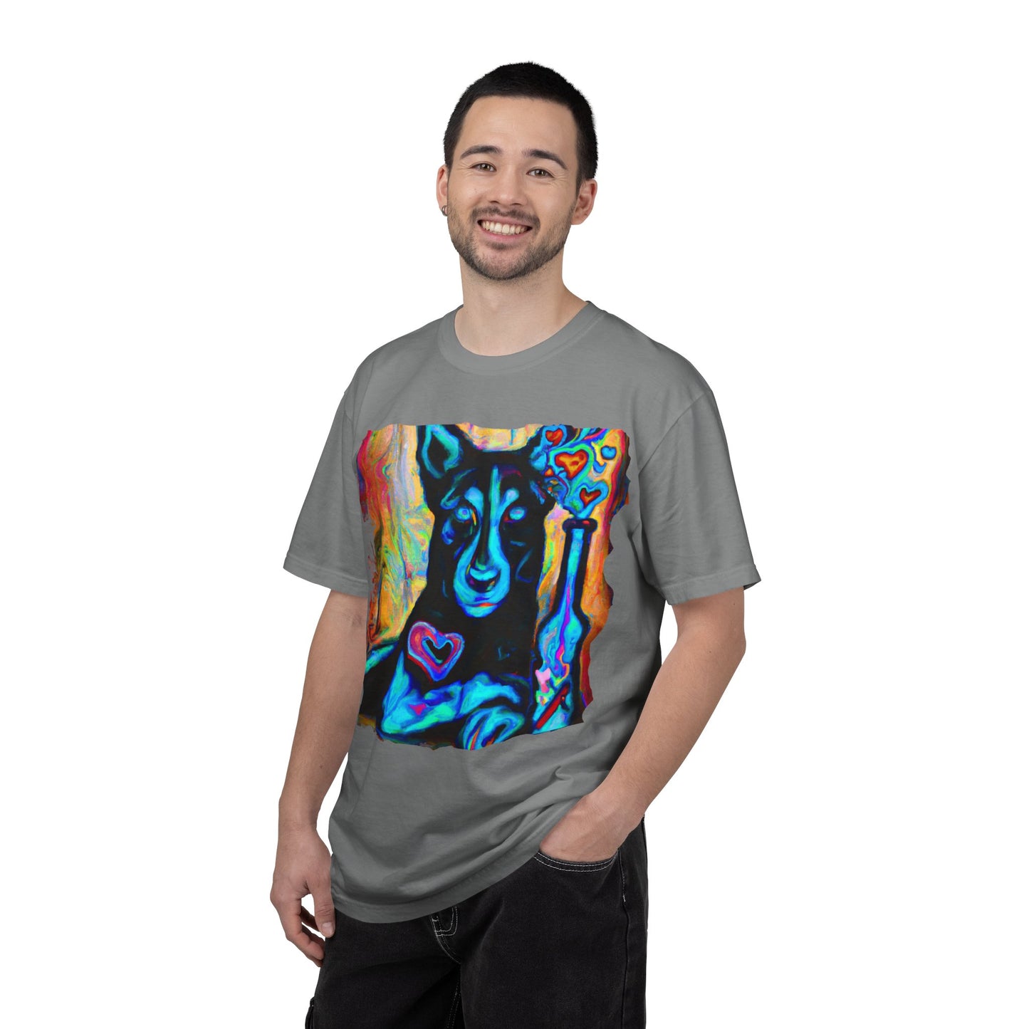 Colorful Husky Art T-Shirt — Vibrant Neon Dog Portrait Tee