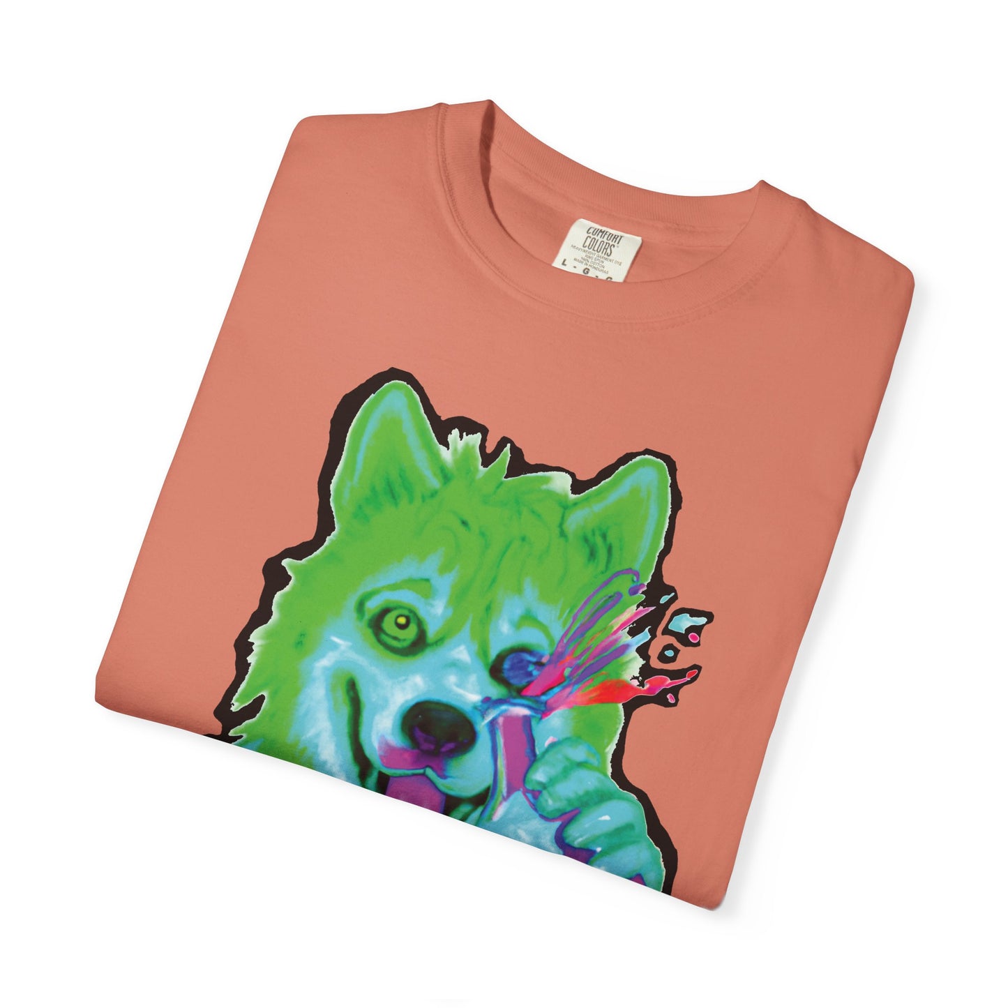 Chemist Wolf Graphic T-Shirt — Green Cartoon Animal Lab Art