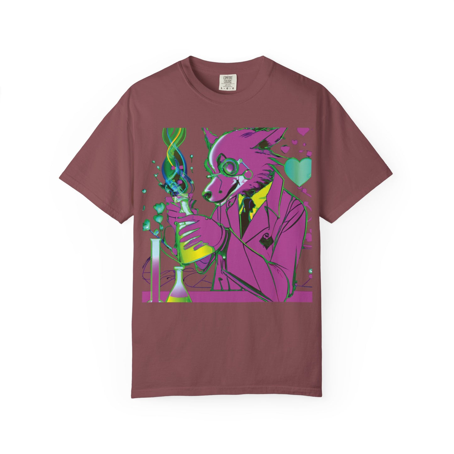 Wolf Chemist Graphic T-Shirt — Neon Vibe Animal Scientist Tee