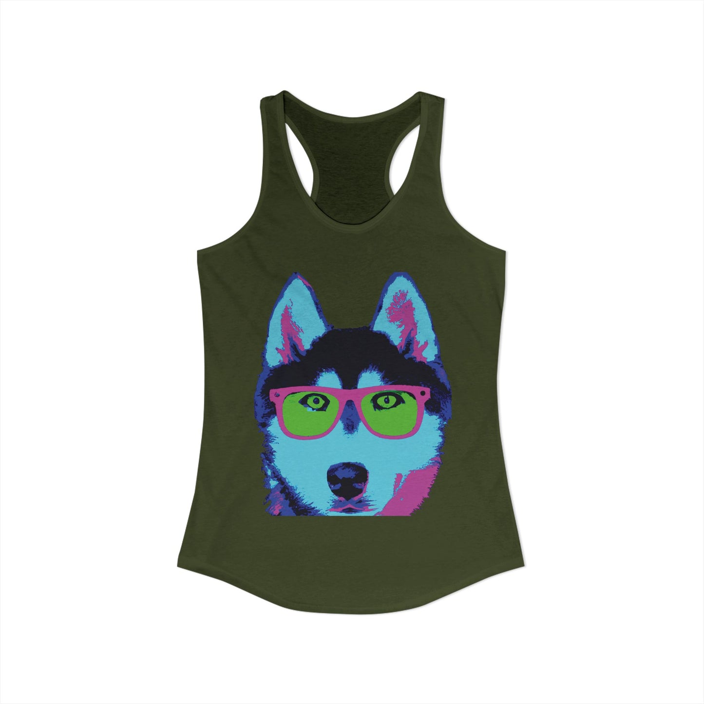 Husky with Cool Glasses Racerback Tank