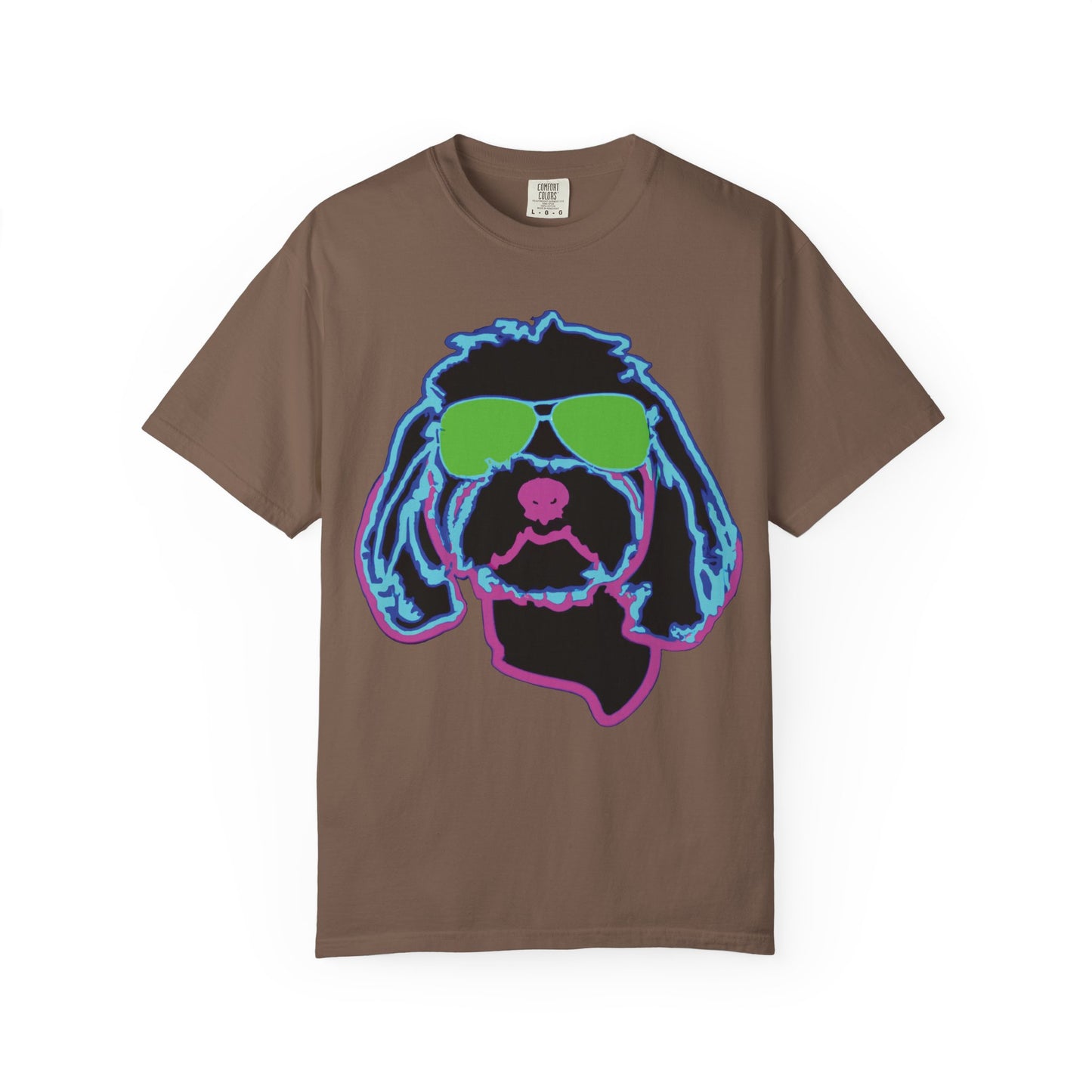 Retro Neon Dog T-Shirt — Cool Pup Sunglasses Graphic Tee