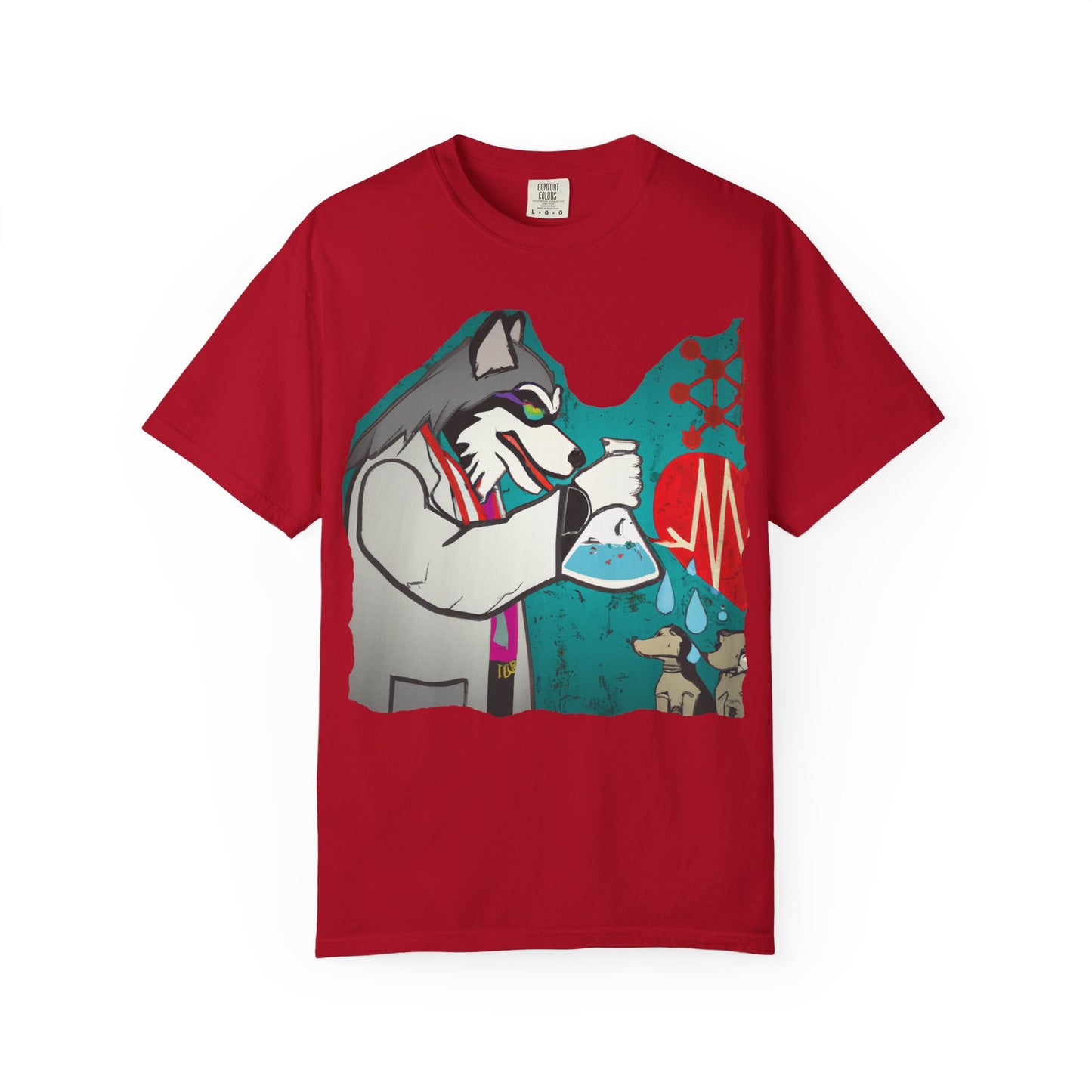 Scientist Wolf Graphic T-Shirt — 'PLUROUT.com' Back Print