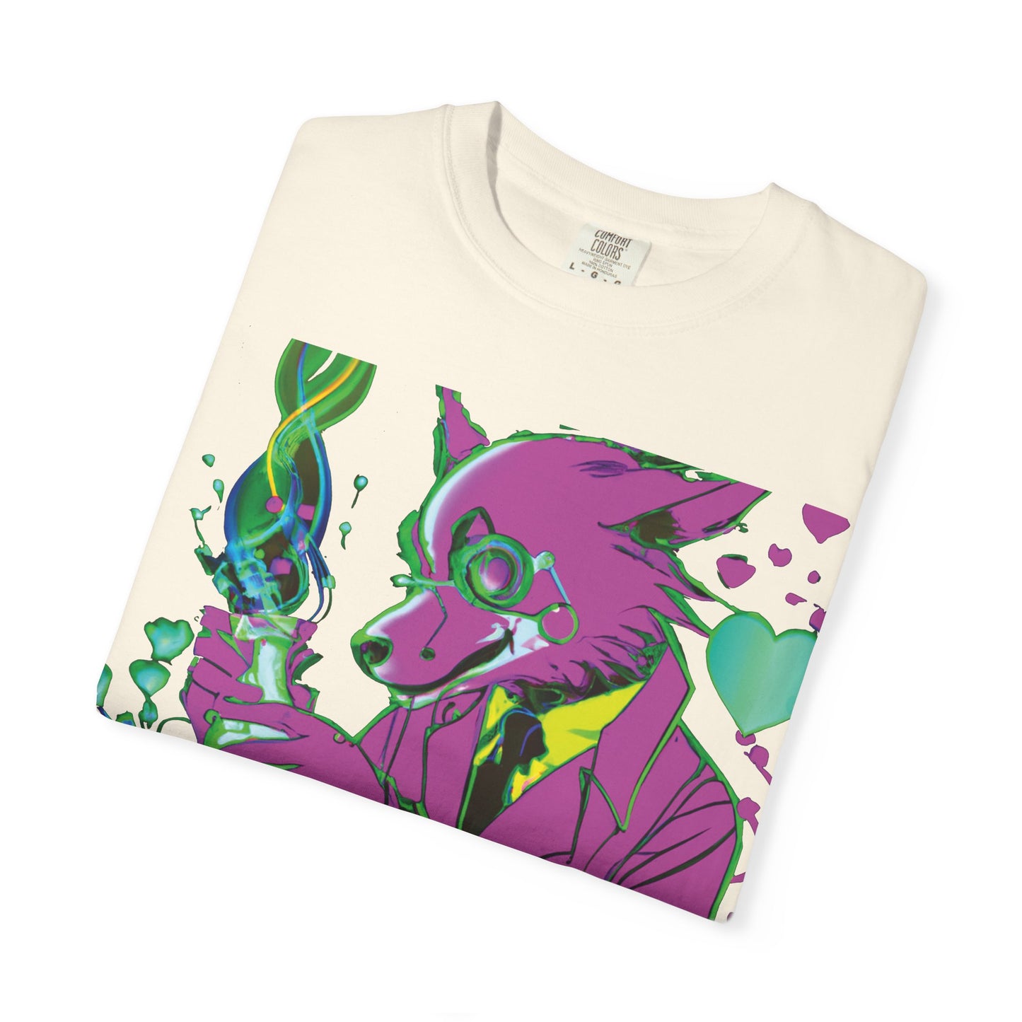 Wolf Chemist Graphic T-Shirt — Neon Vibe Animal Scientist Tee