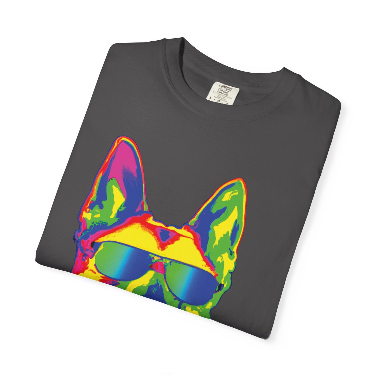 Retro Neon German Shepherd Tee — Cool Sunglasses Dog Graphic T-Shirt