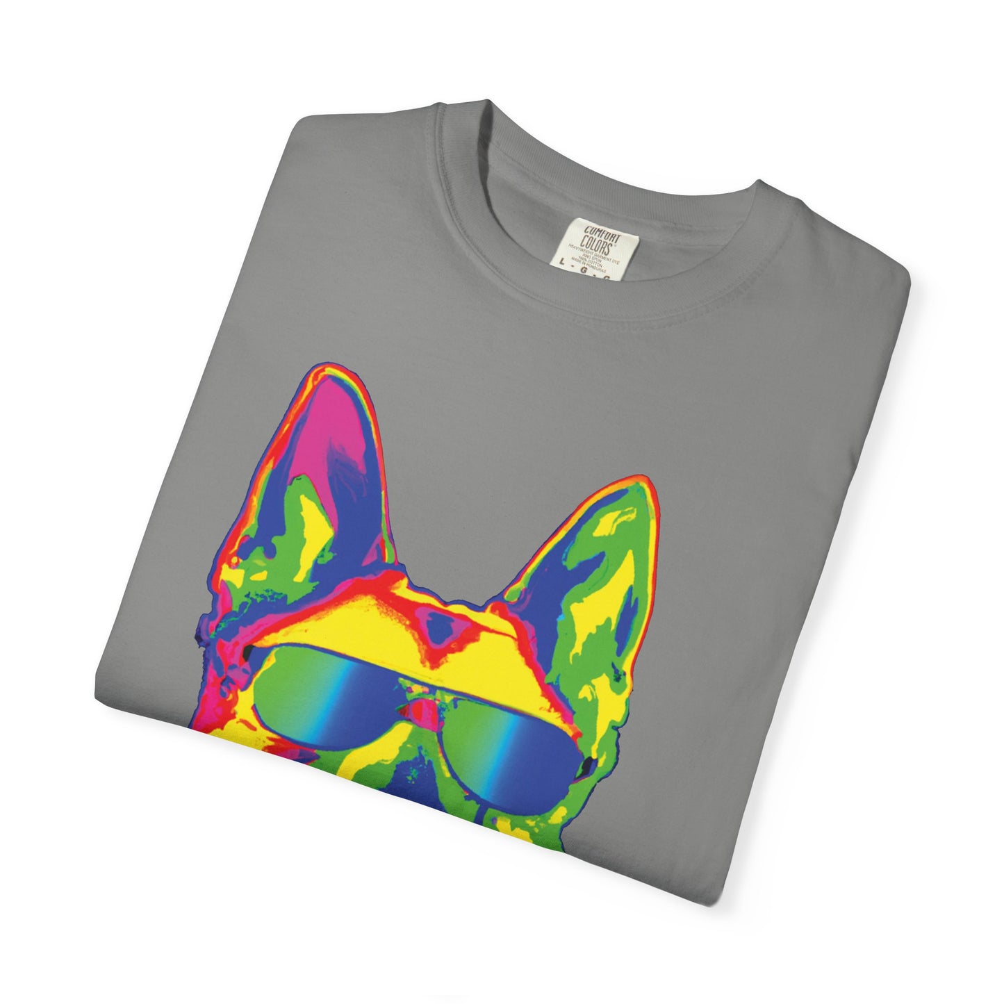 Retro Neon German Shepherd Tee — Cool Sunglasses Dog Graphic T-Shirt
