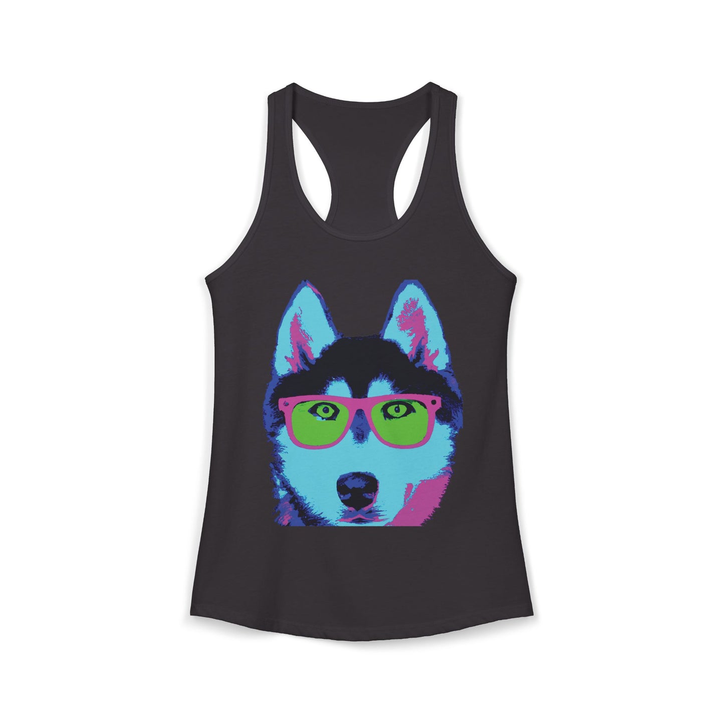 Husky with Cool Glasses Racerback Tank