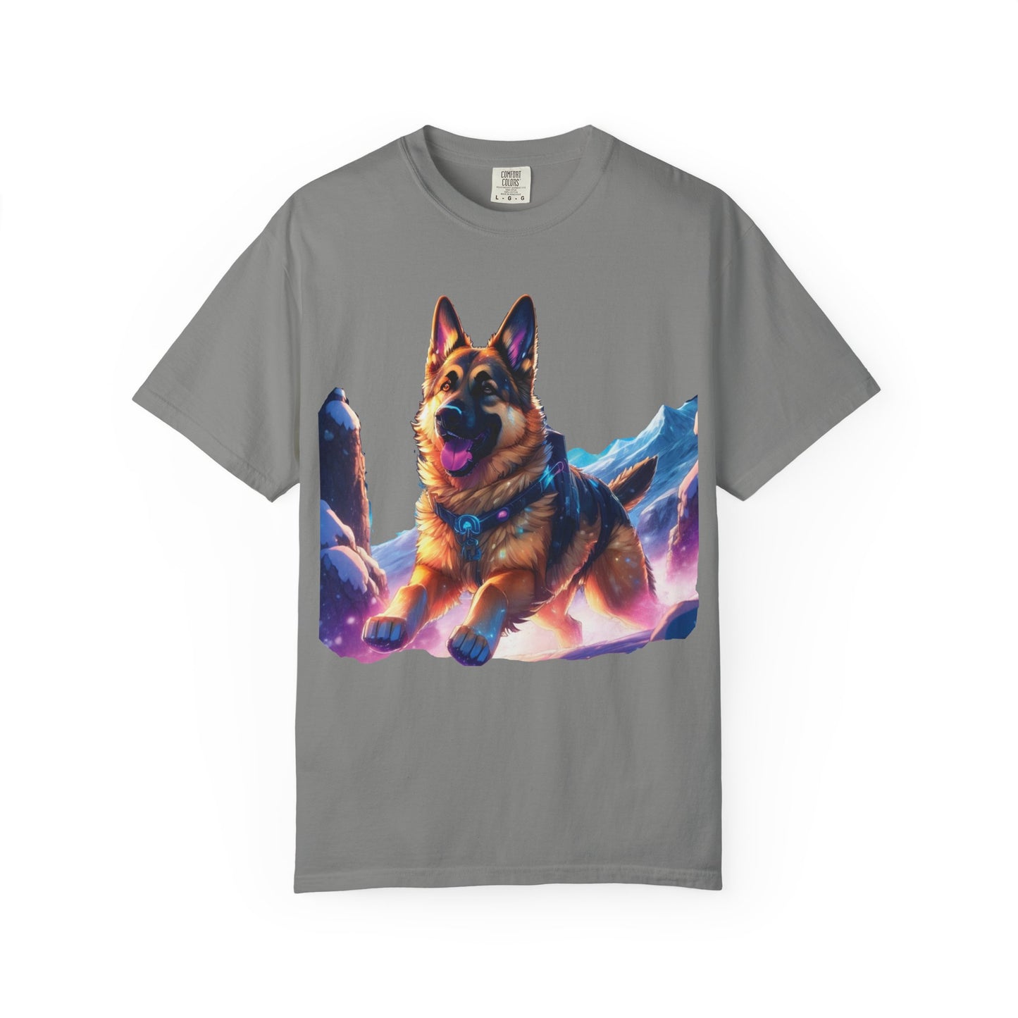 German Shepherd Mountain Tee — Vibrant Dog Graphic T-Shirt
