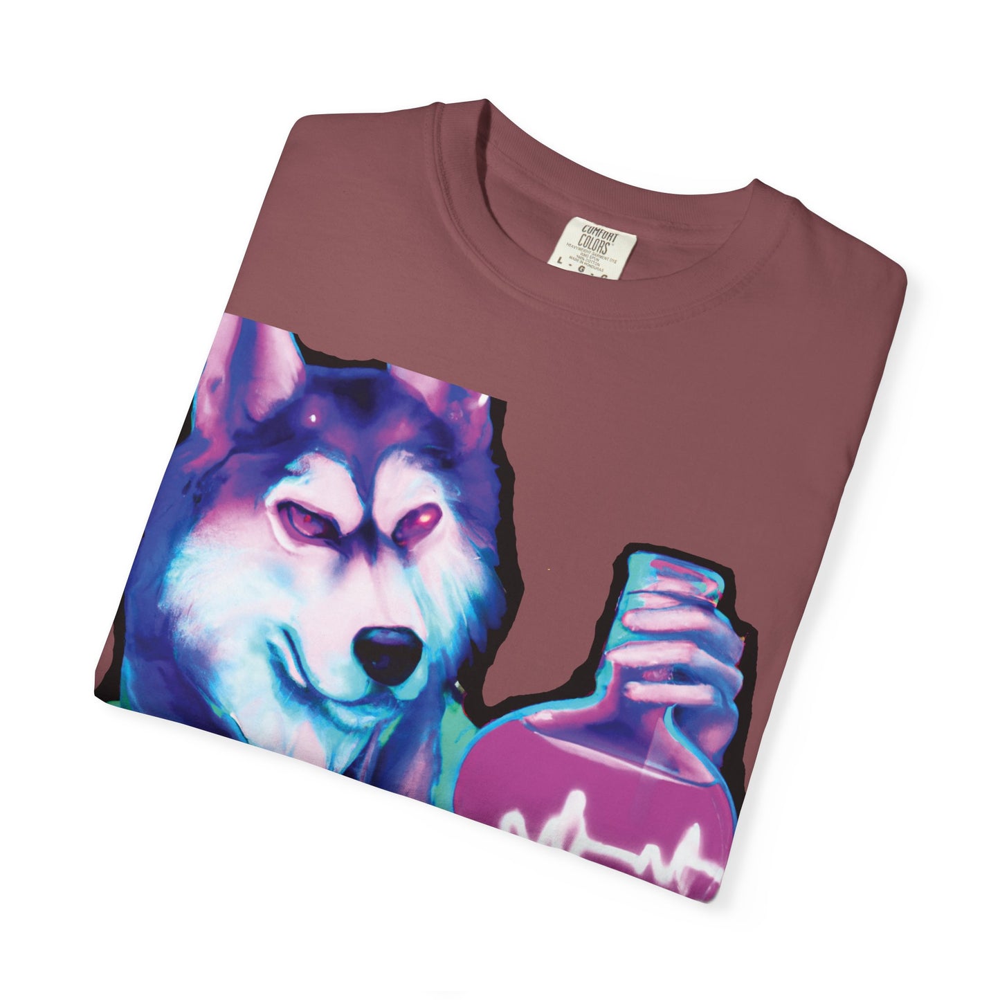 Husky Chemist T-Shirt — Neon Vial Heartbeat Graphic Tee
