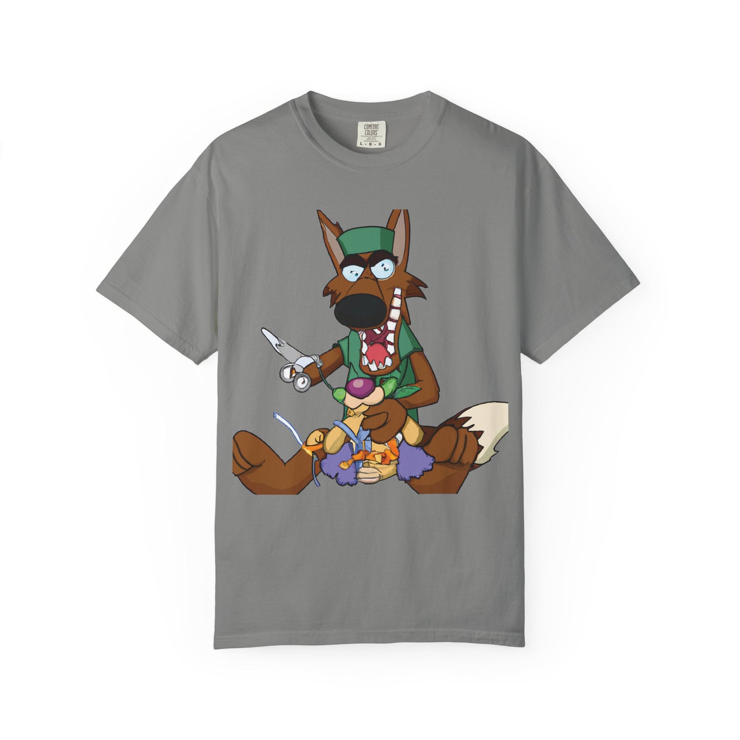 Cartoon Wolf Chef Illustration with 'PLUROUT.com' Backprint