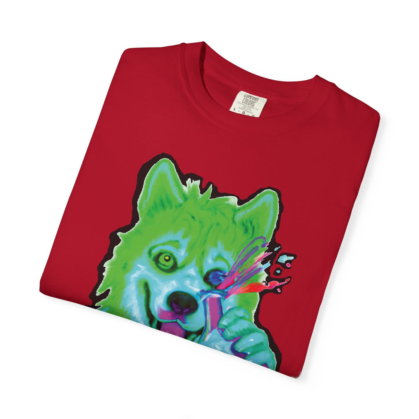 Chemist Wolf Graphic T-Shirt — Green Cartoon Animal Lab Art