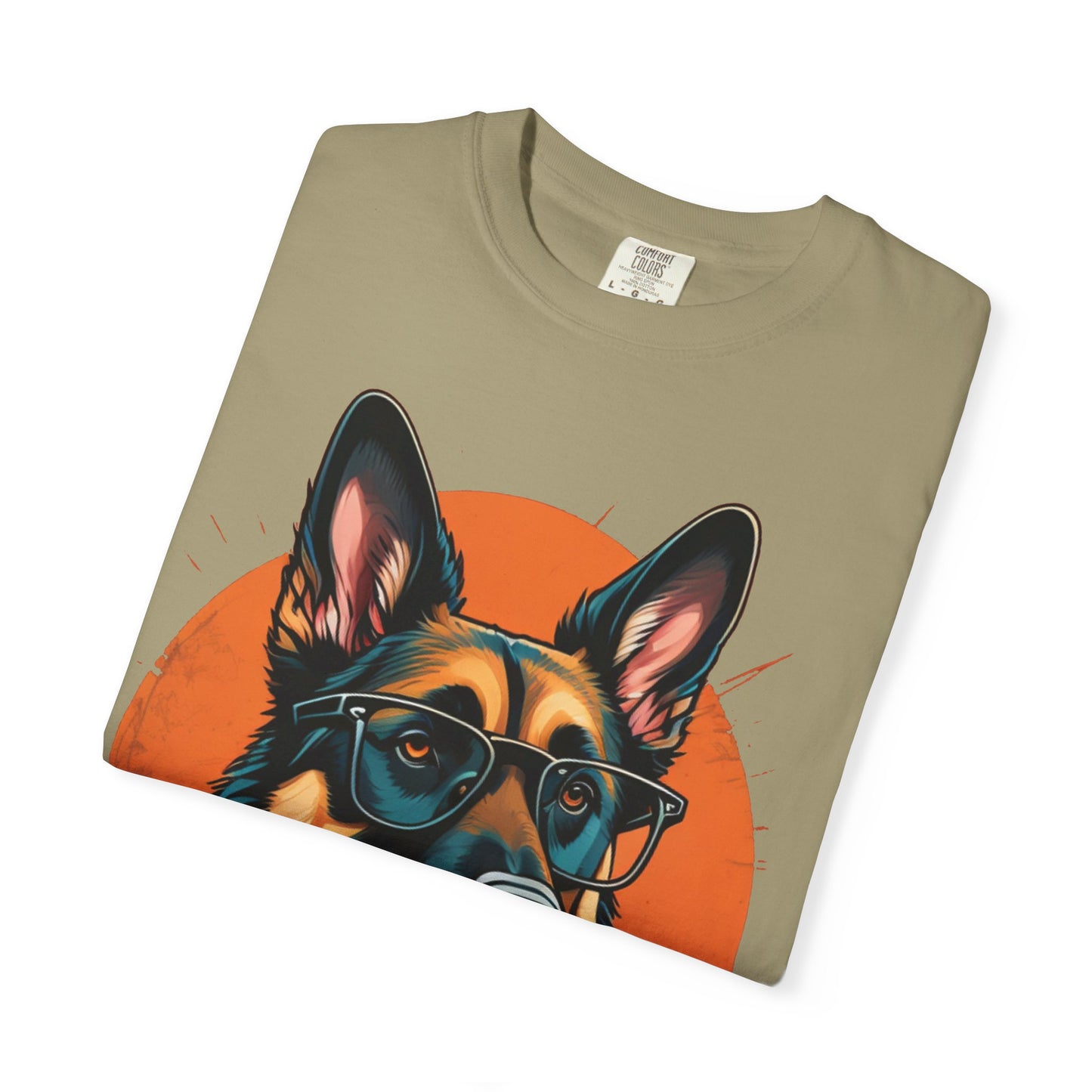 German Shepherd Coffee T-Shirt — Cool Dog Graphic Tee with Sunglasses & Mug