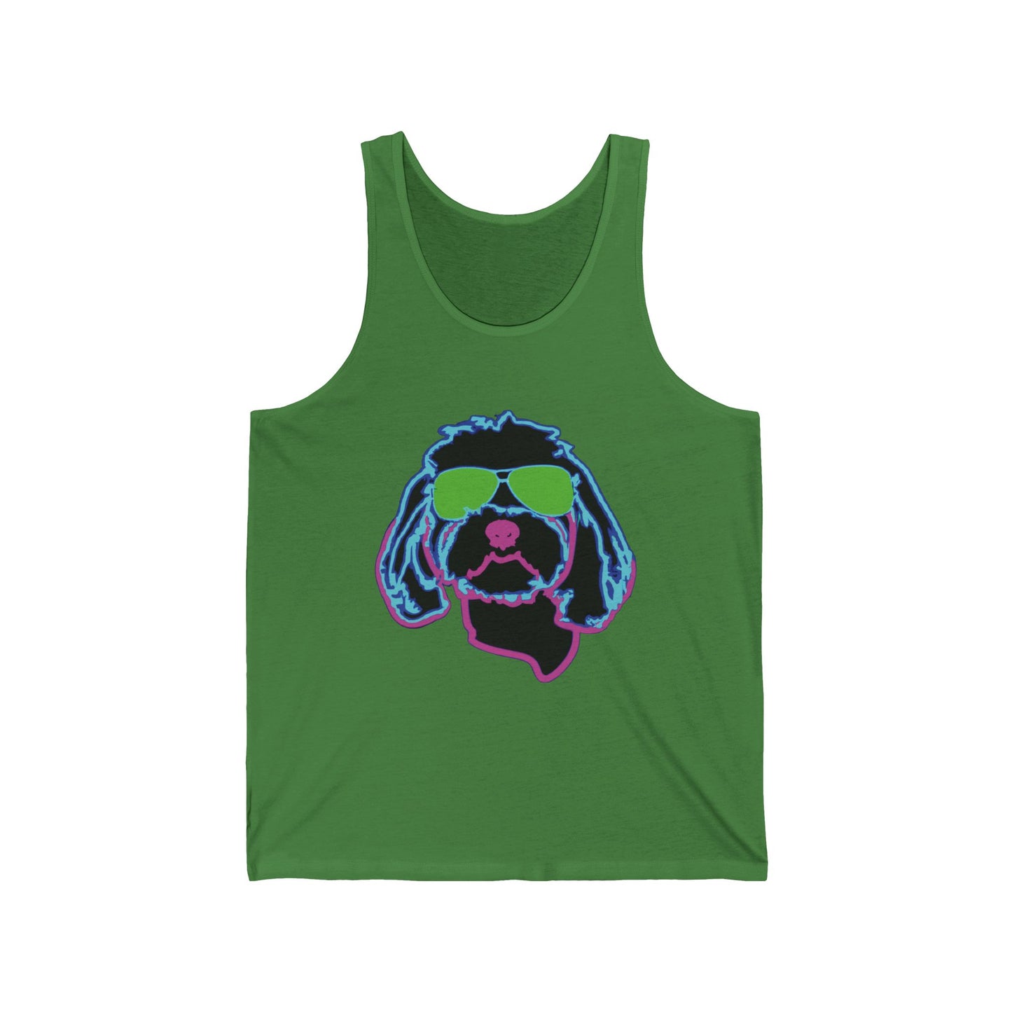 Cool Dog Sunglasses Tank Top — Neon Retro Puppy Graphic