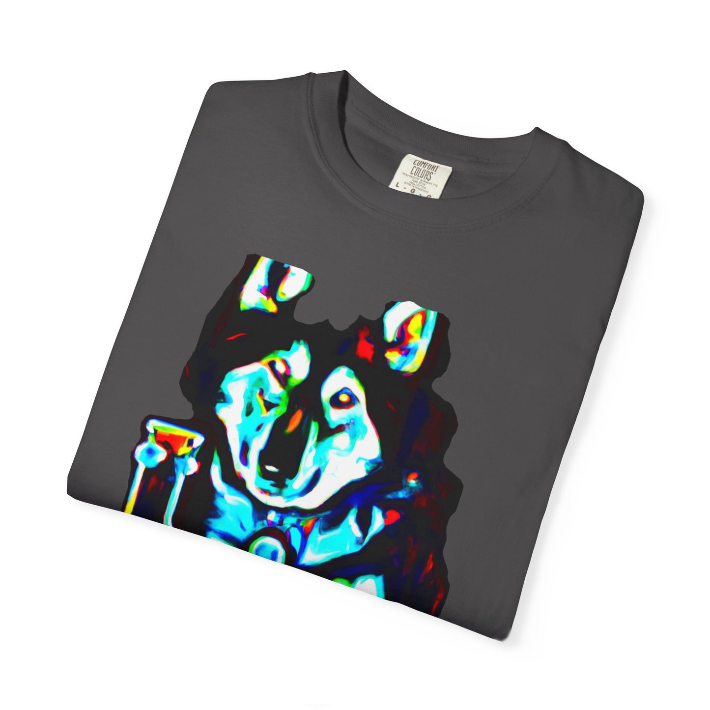 Psychedelic Husky T-Shirt — Colorful Neon Dog Graphic Tee