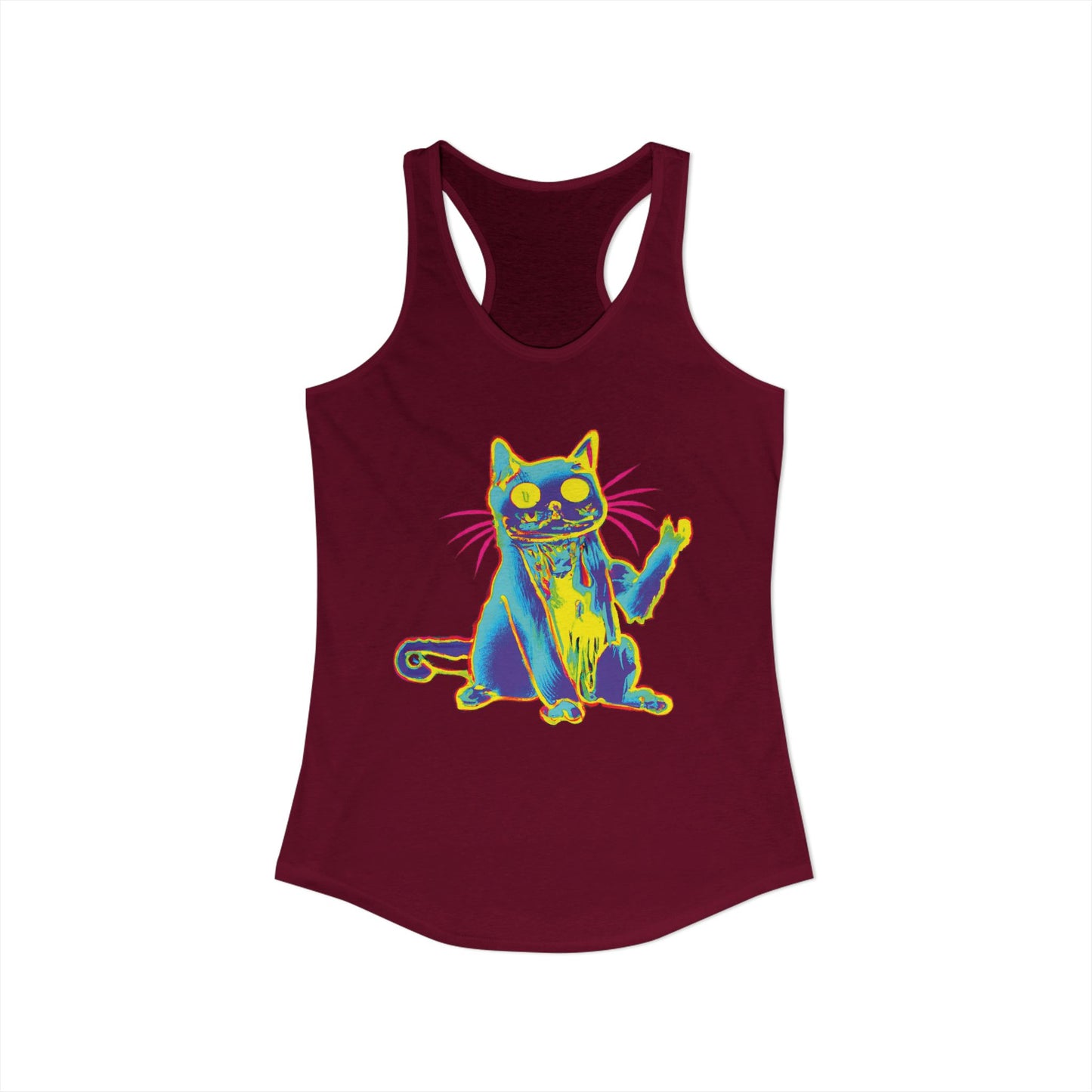 Trippy Cat 'Hi' Racerback Tank — Women's Graphic Tank Top