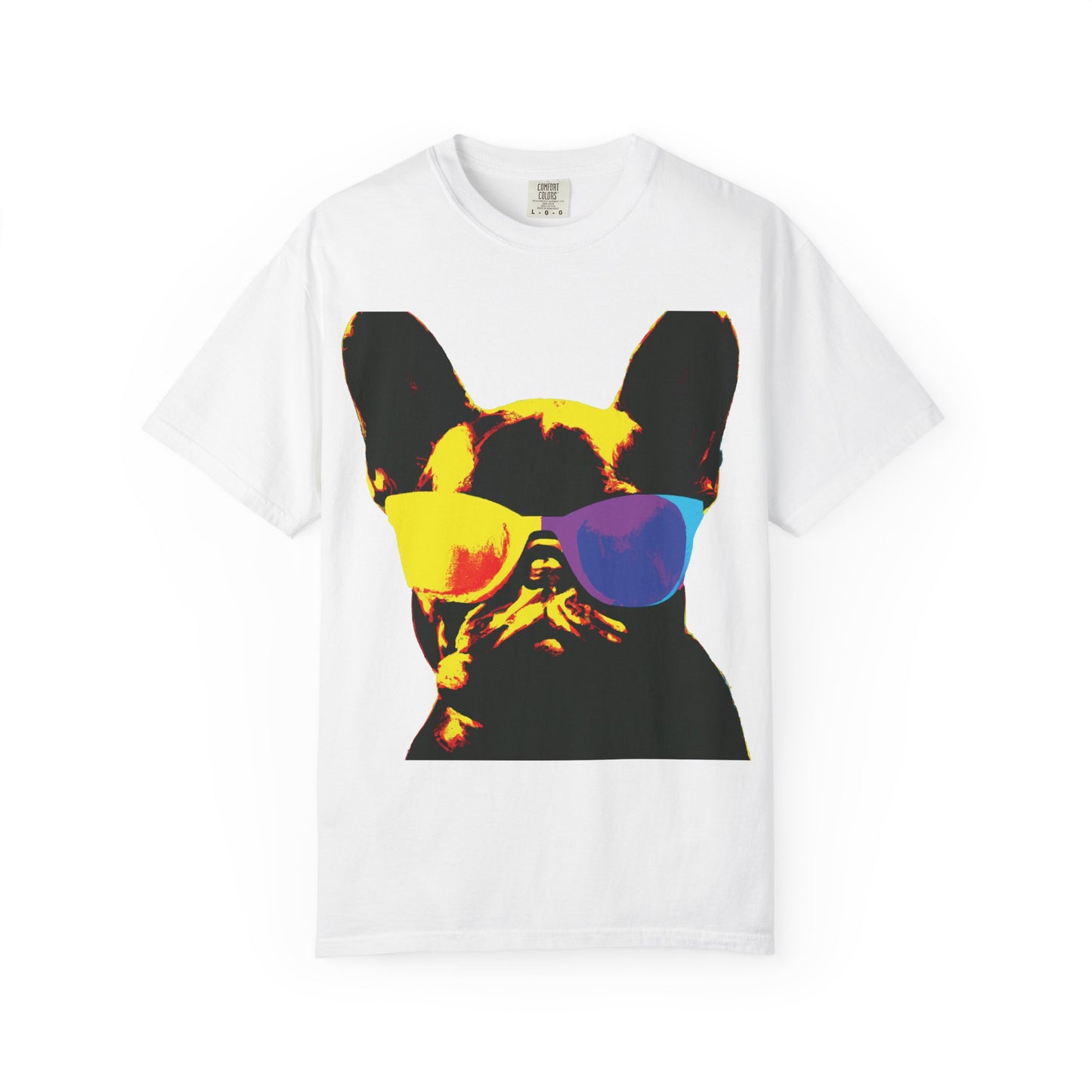 Colorful Sunglasses French Bulldog Tee (PlurOut.com Back Print)