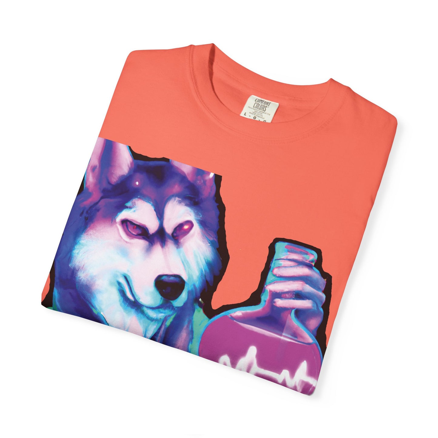 Husky Chemist T-Shirt — Neon Vial Heartbeat Graphic Tee