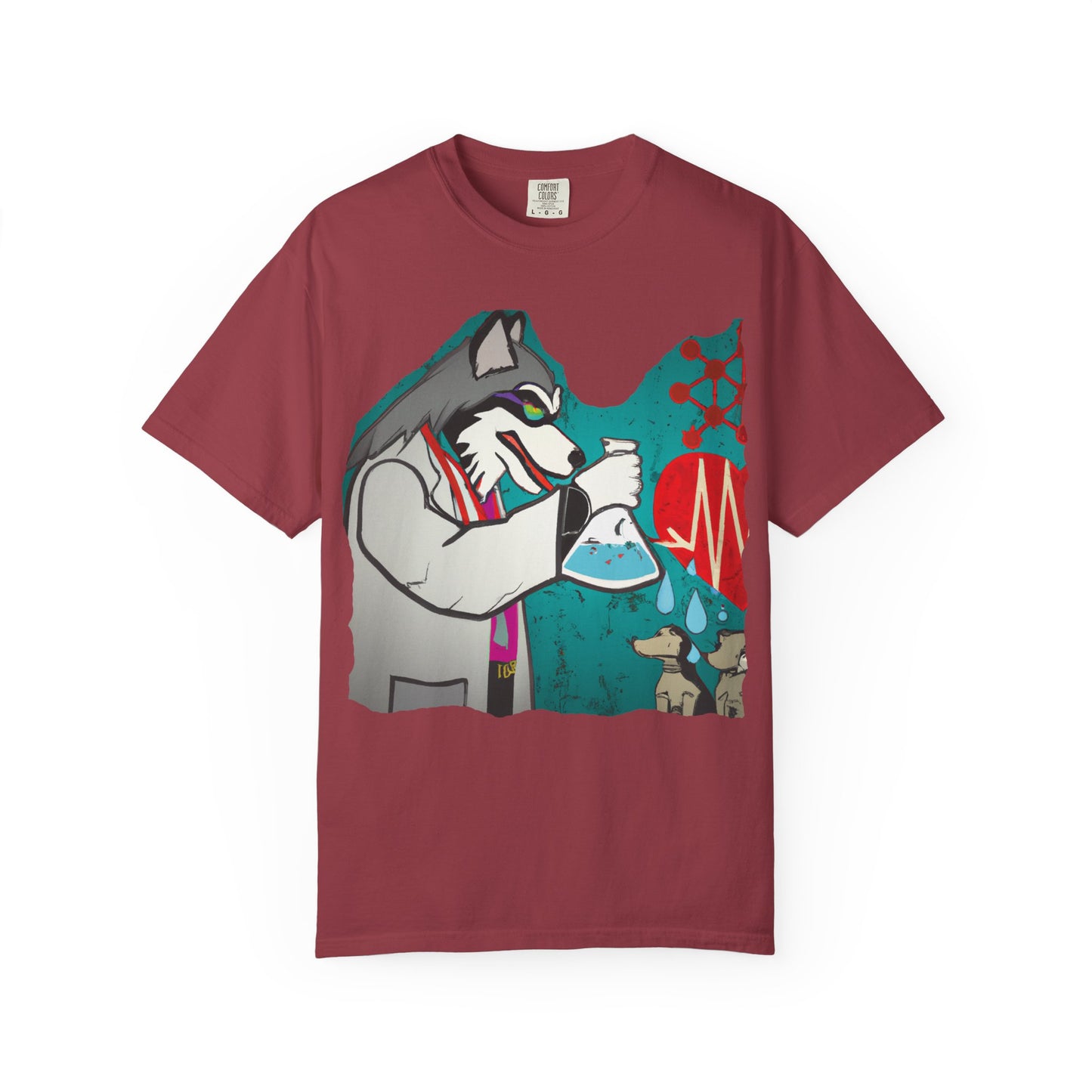 Scientist Wolf Graphic T-Shirt — 'PLUROUT.com' Back Print