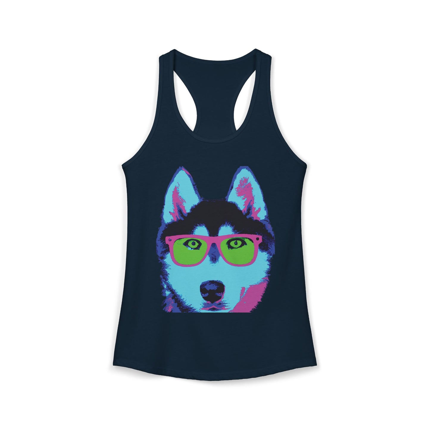 Husky with Cool Glasses Racerback Tank