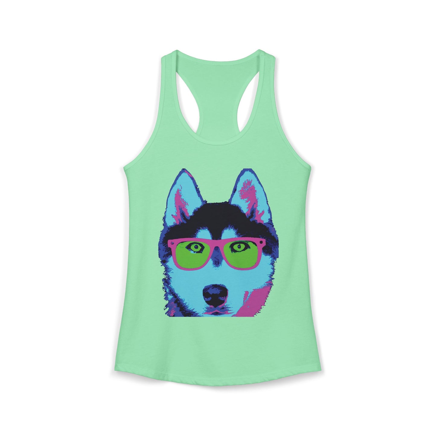 Husky with Cool Glasses Racerback Tank