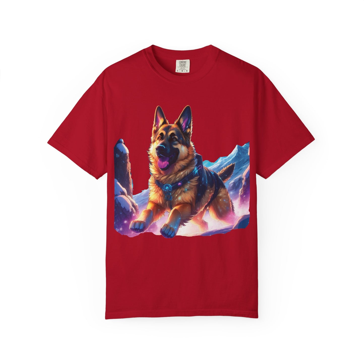 German Shepherd Mountain Tee — Vibrant Dog Graphic T-Shirt
