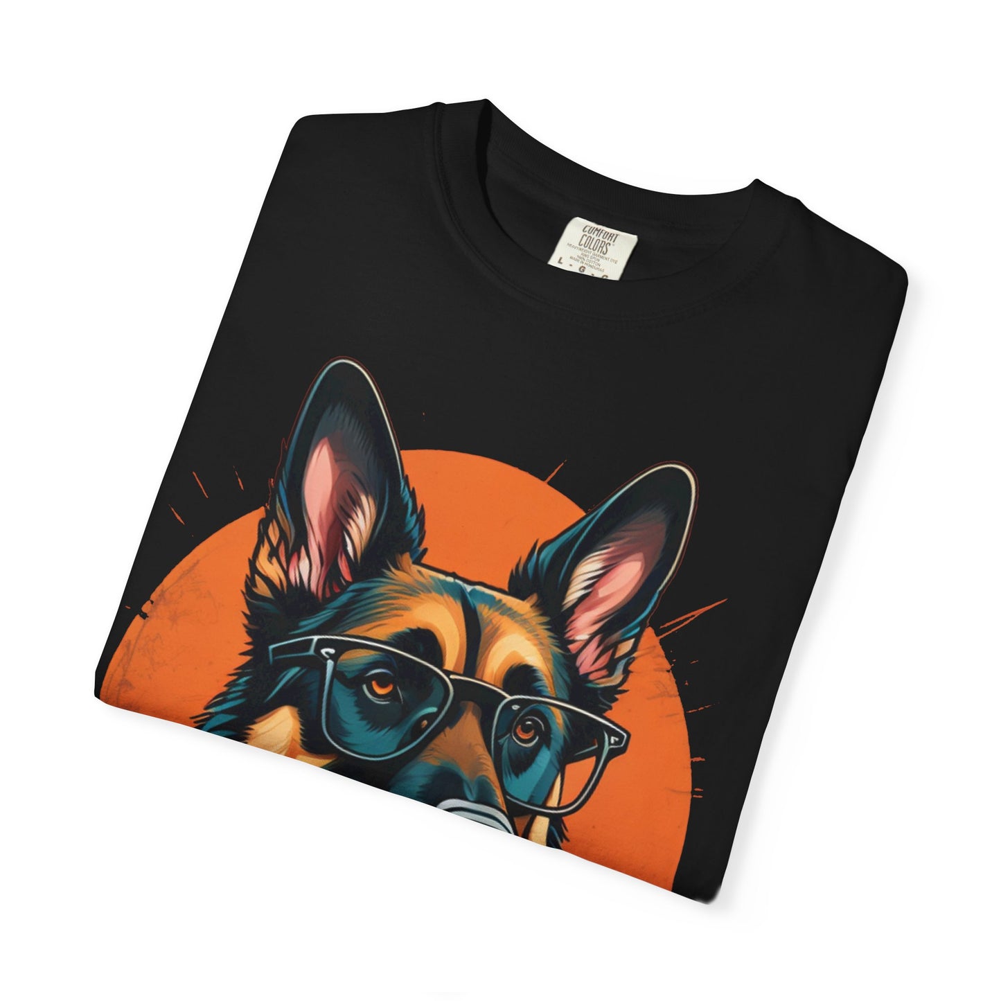 German Shepherd Coffee T-Shirt — Cool Dog Graphic Tee with Sunglasses & Mug