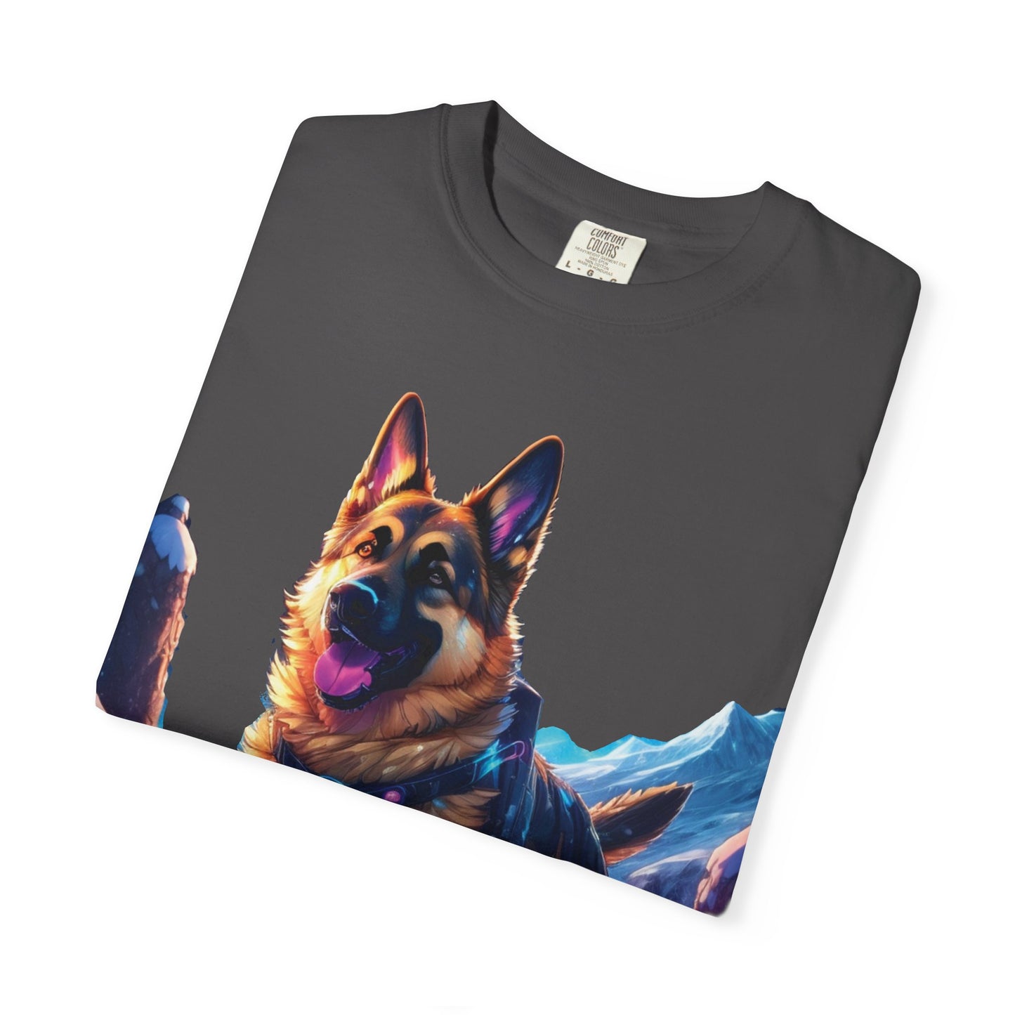 German Shepherd Mountain Tee — Vibrant Dog Graphic T-Shirt