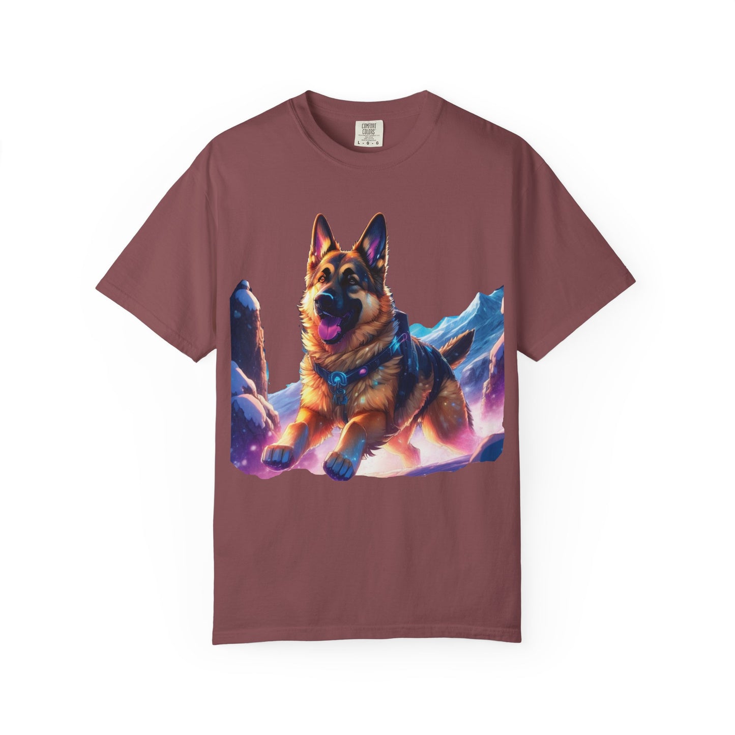 German Shepherd Mountain Tee — Vibrant Dog Graphic T-Shirt