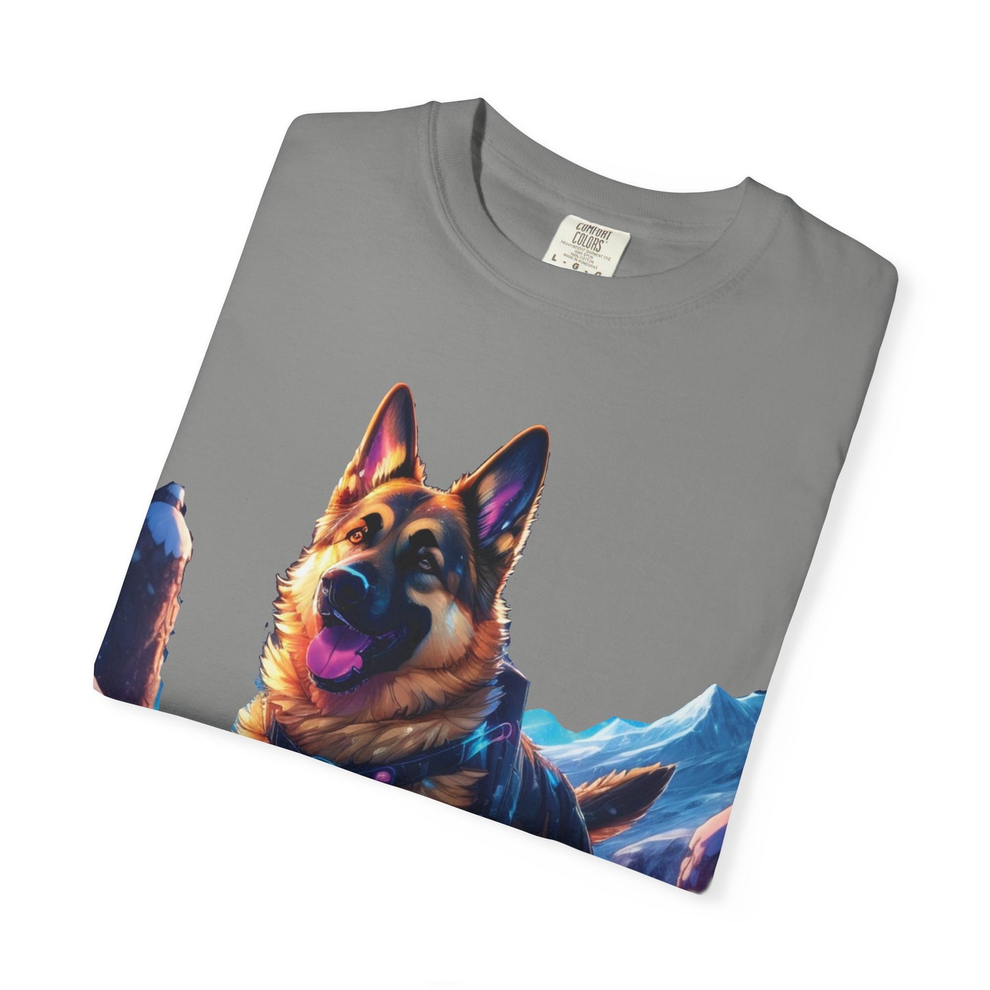 German Shepherd Mountain Tee — Vibrant Dog Graphic T-Shirt