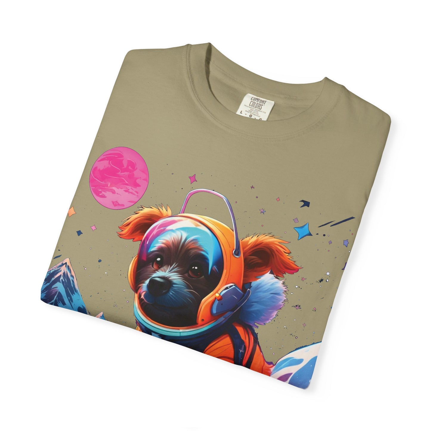 Astronaut Pug T-Shirt — Cute Space Dog Graphic Tee with PLUROUT.com Back Print