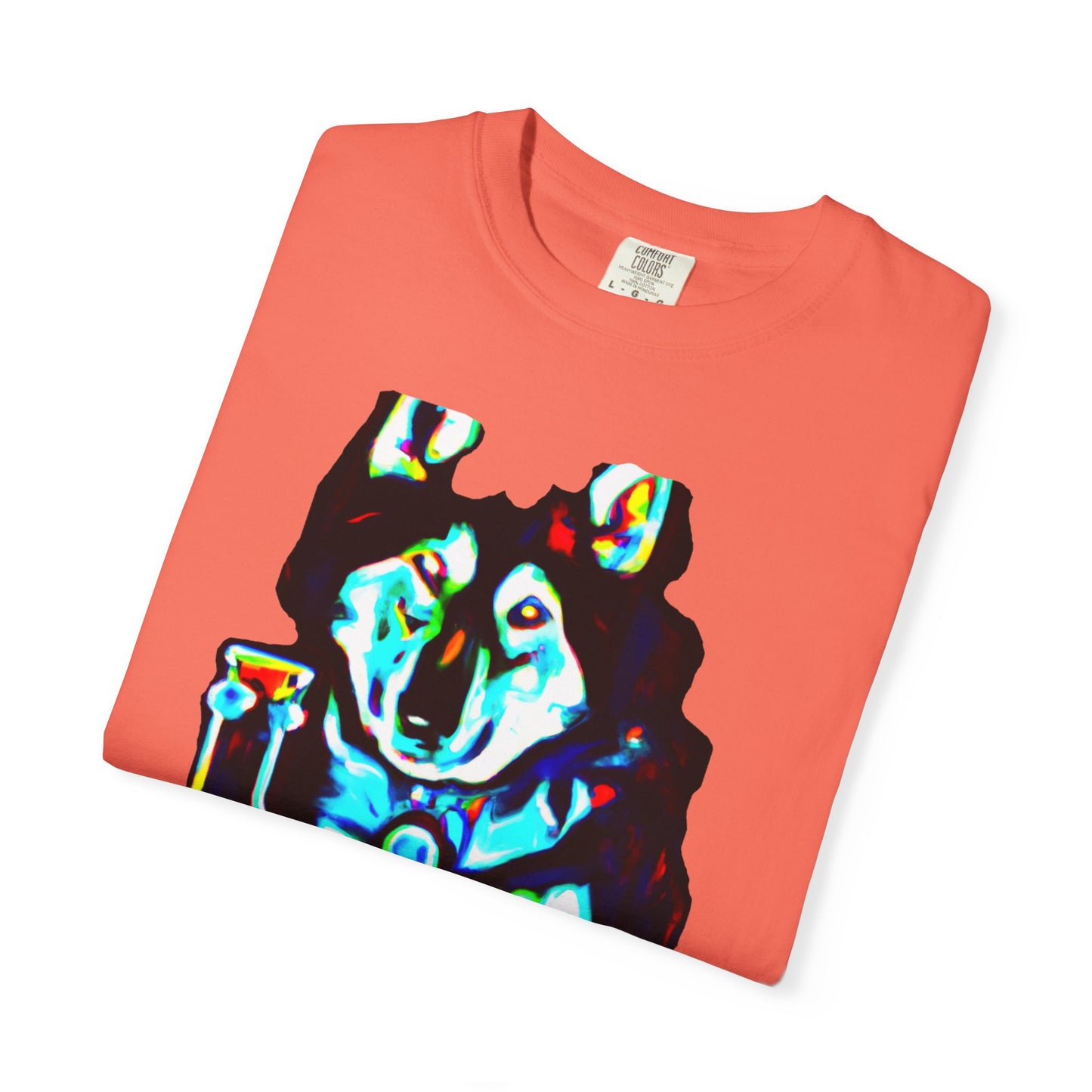 Psychedelic Husky T-Shirt — Colorful Neon Dog Graphic Tee