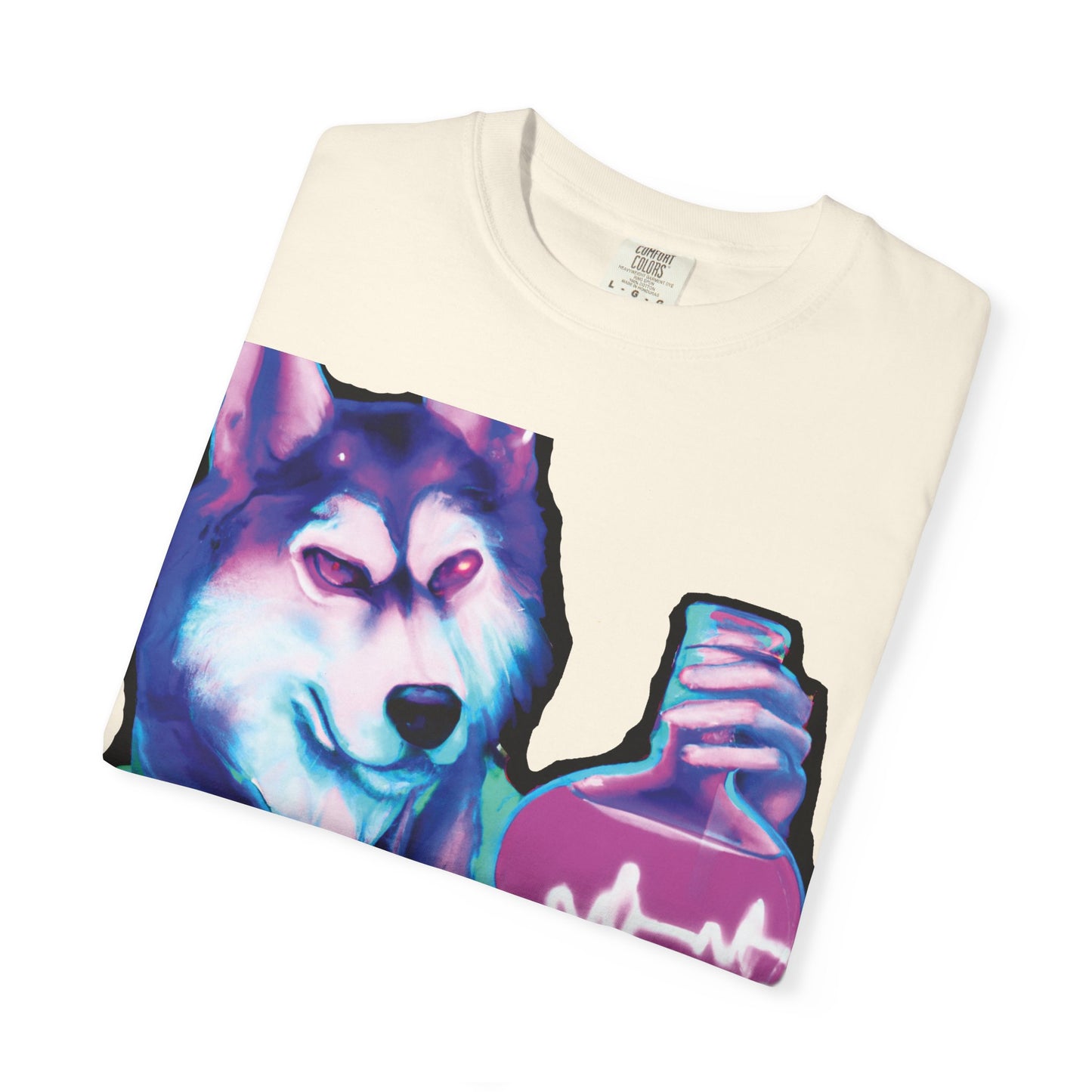 Husky Chemist T-Shirt — Neon Vial Heartbeat Graphic Tee