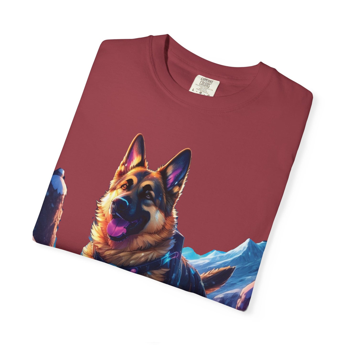 German Shepherd Mountain Tee — Vibrant Dog Graphic T-Shirt