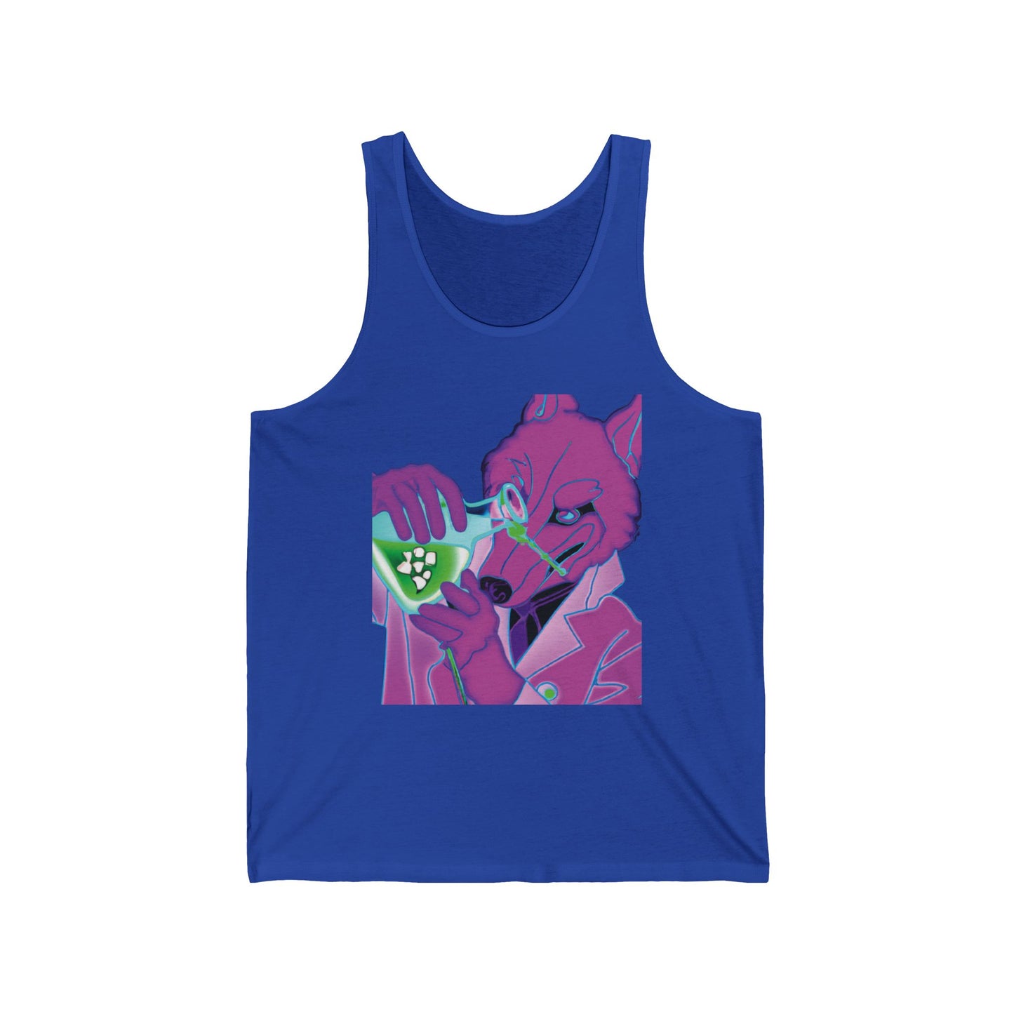 Chemist Cat Graphic Tank Top — Neon Retro Science Cat Design