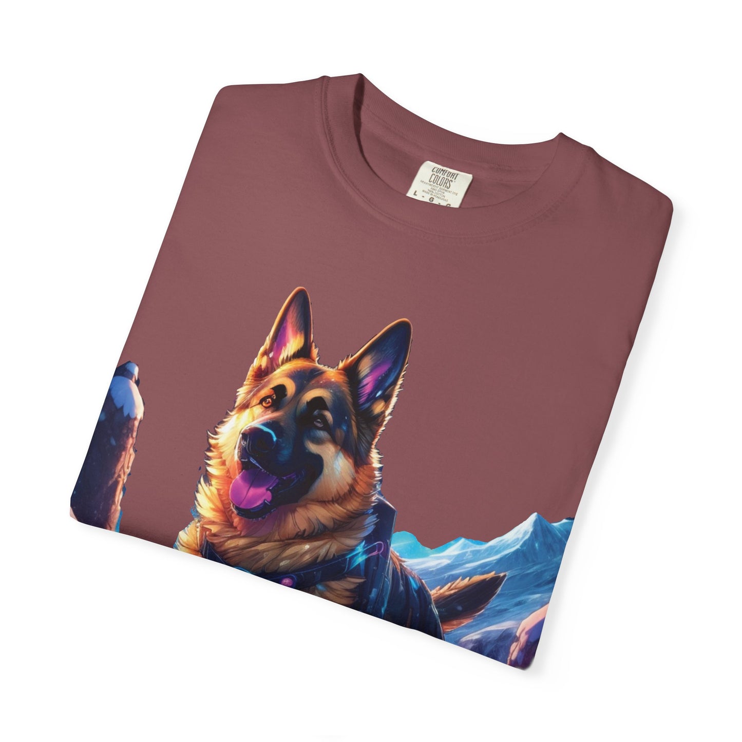 German Shepherd Mountain Tee — Vibrant Dog Graphic T-Shirt