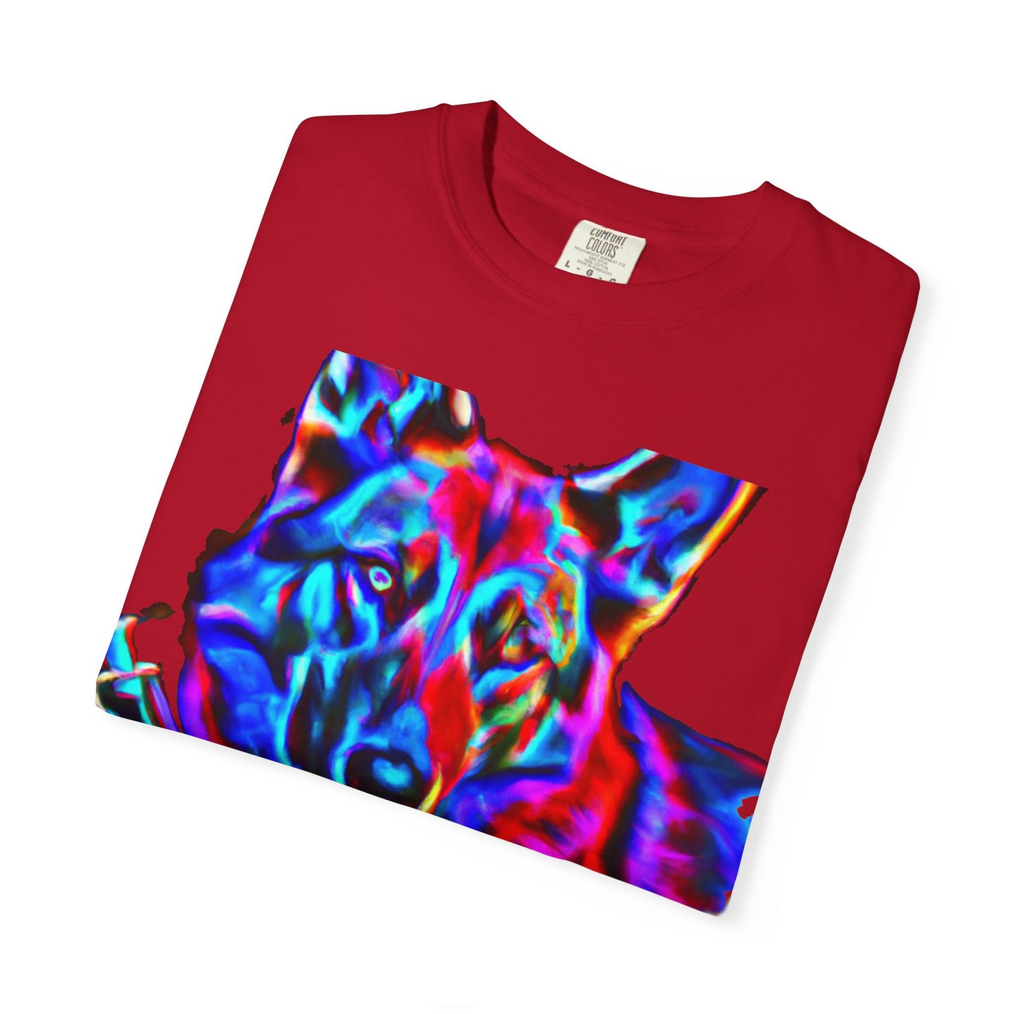 Psychedelic Dog Tee — Colorful German Shepherd Graphic T-Shirt
