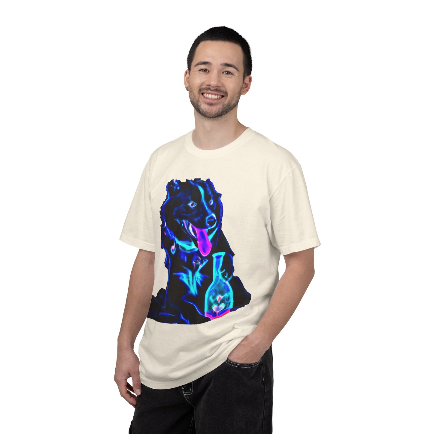 Neon Aura Dog T-Shirt — Vibrant Psychedelic Pup Graphic Tee