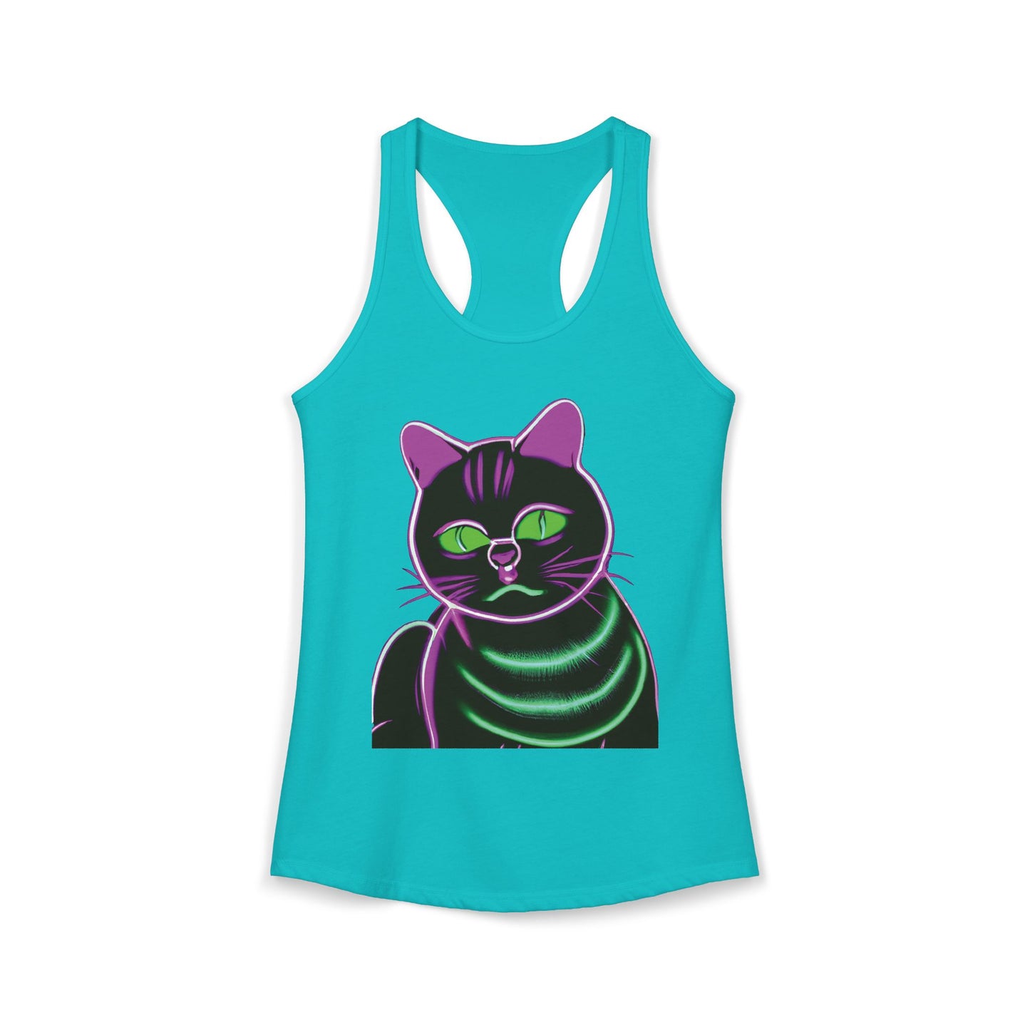 Fat Neon Kitty Racerback Tank