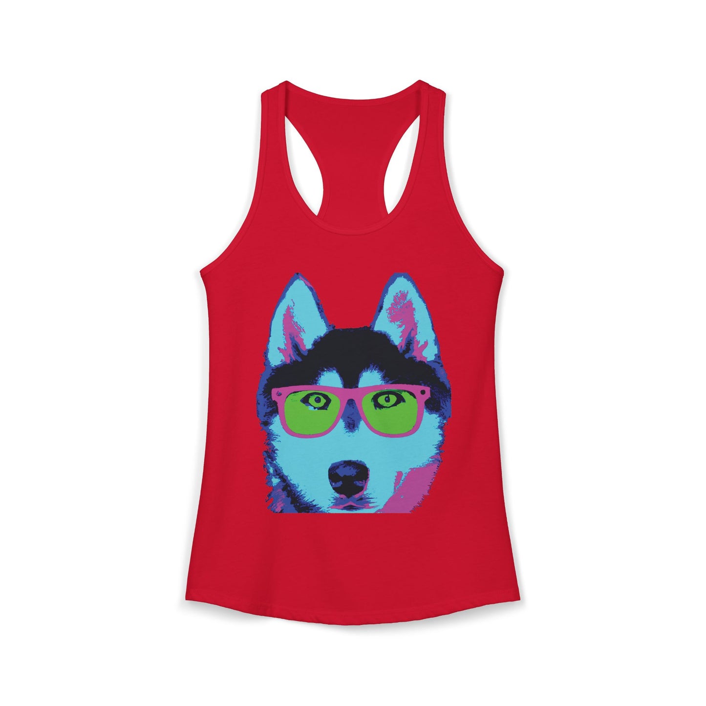 Husky with Cool Glasses Racerback Tank