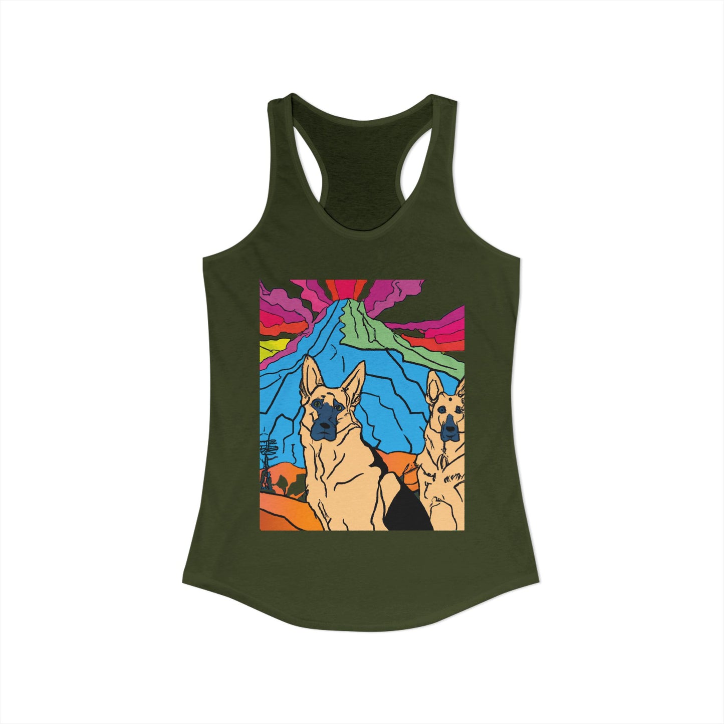 German Shepherd Volcano "Uh Oh" Racerback Tank