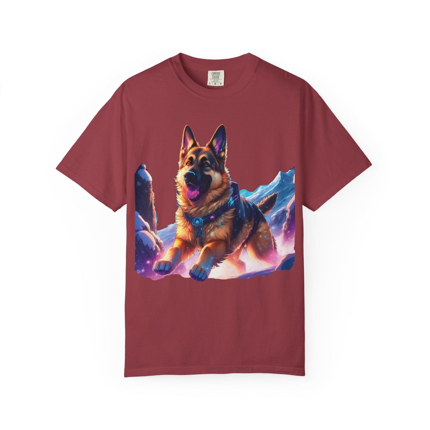 German Shepherd Mountain Tee — Vibrant Dog Graphic T-Shirt