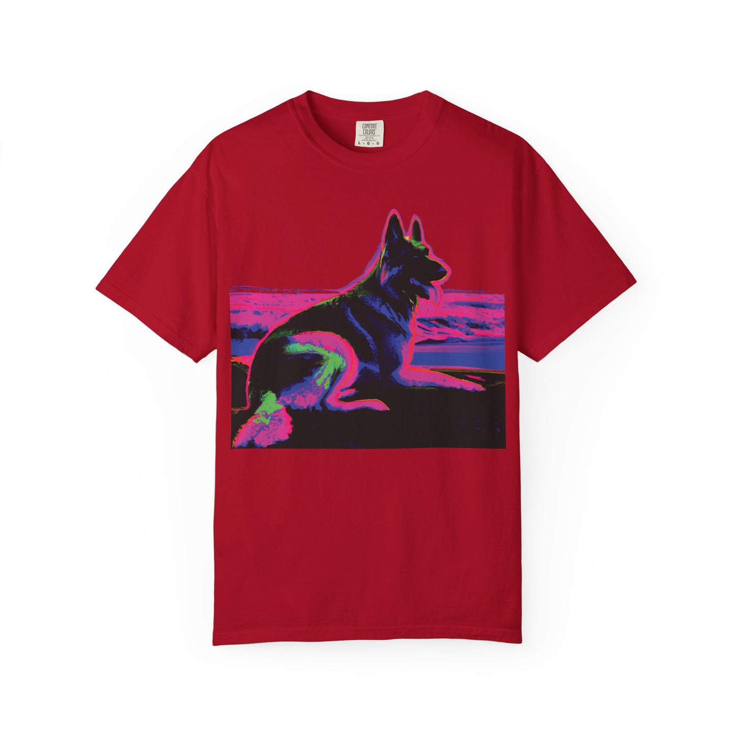 German Shepherd Sunset T-Shirt — Neon Pop Dog Graphic Tee