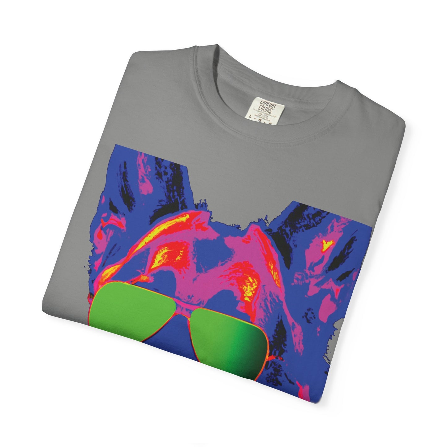 Cool Neon German Shepherd T-Shirt with Sunglasses – Retro Pop Art Dog Tee