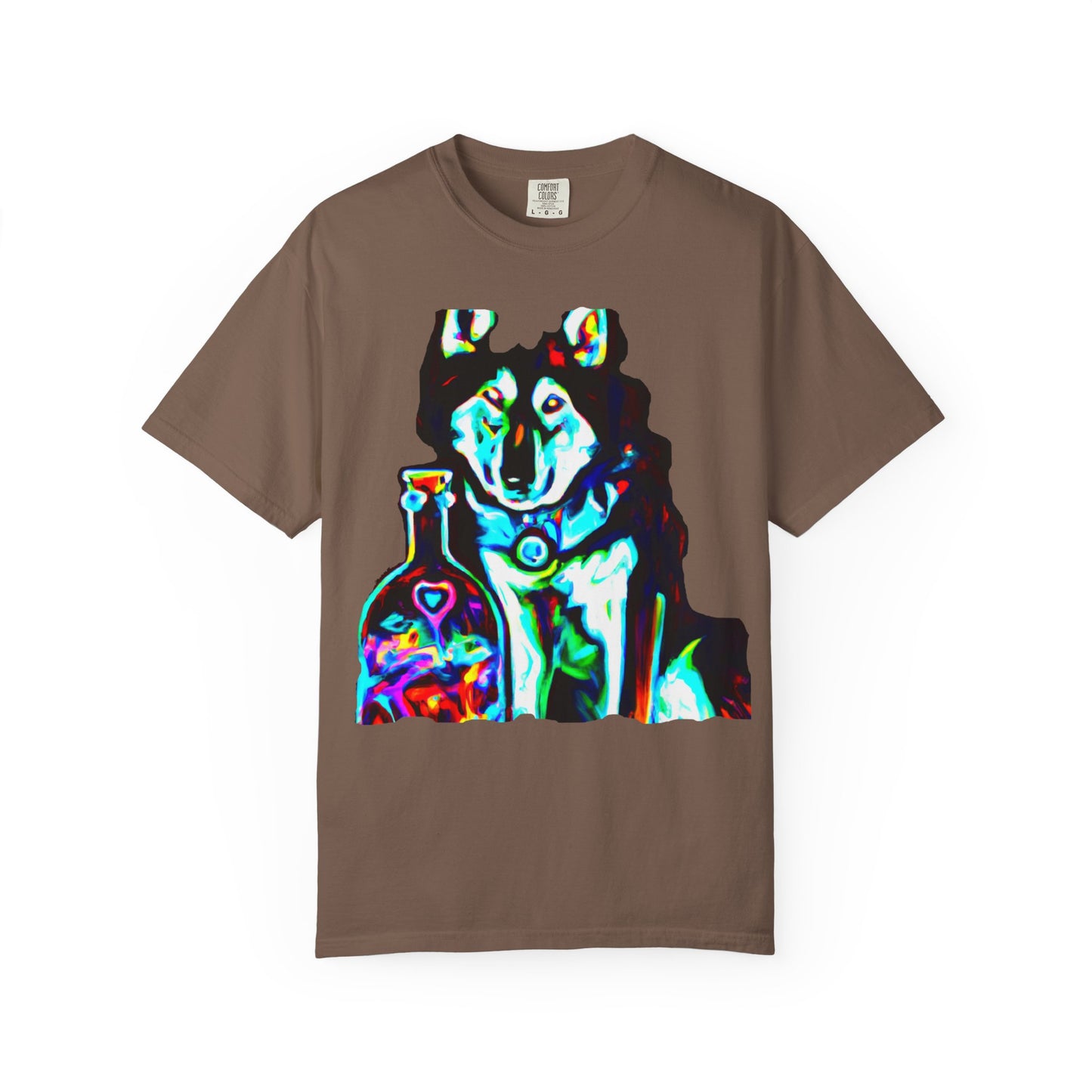 Psychedelic Husky T-Shirt — Colorful Neon Dog Graphic Tee