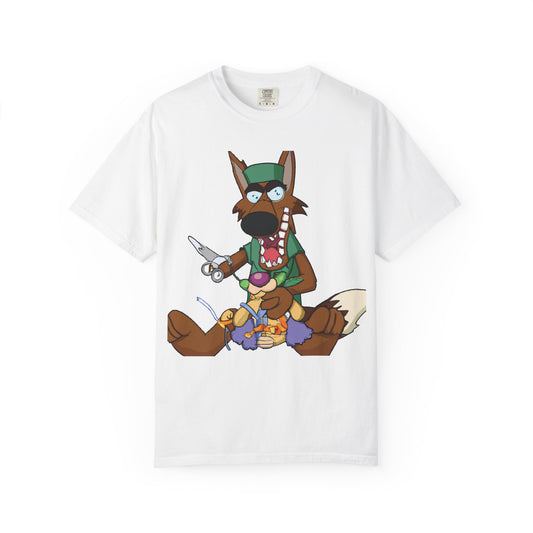 Cartoon Wolf Chef Illustration with 'PLUROUT.com' Backprint